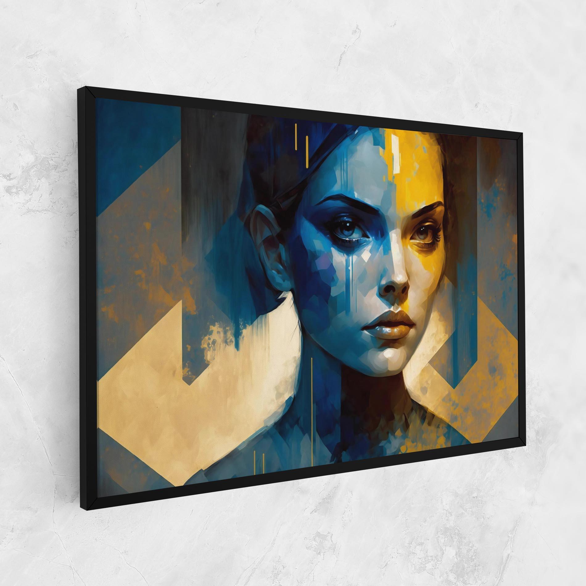 Leinwandbild Gold Blue Face mockup 1