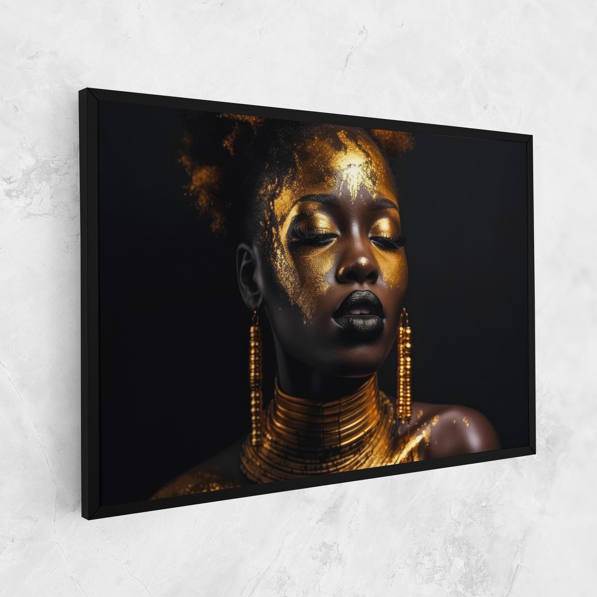 Leinwandbild Gold Makeup Black Lips mockup 1
