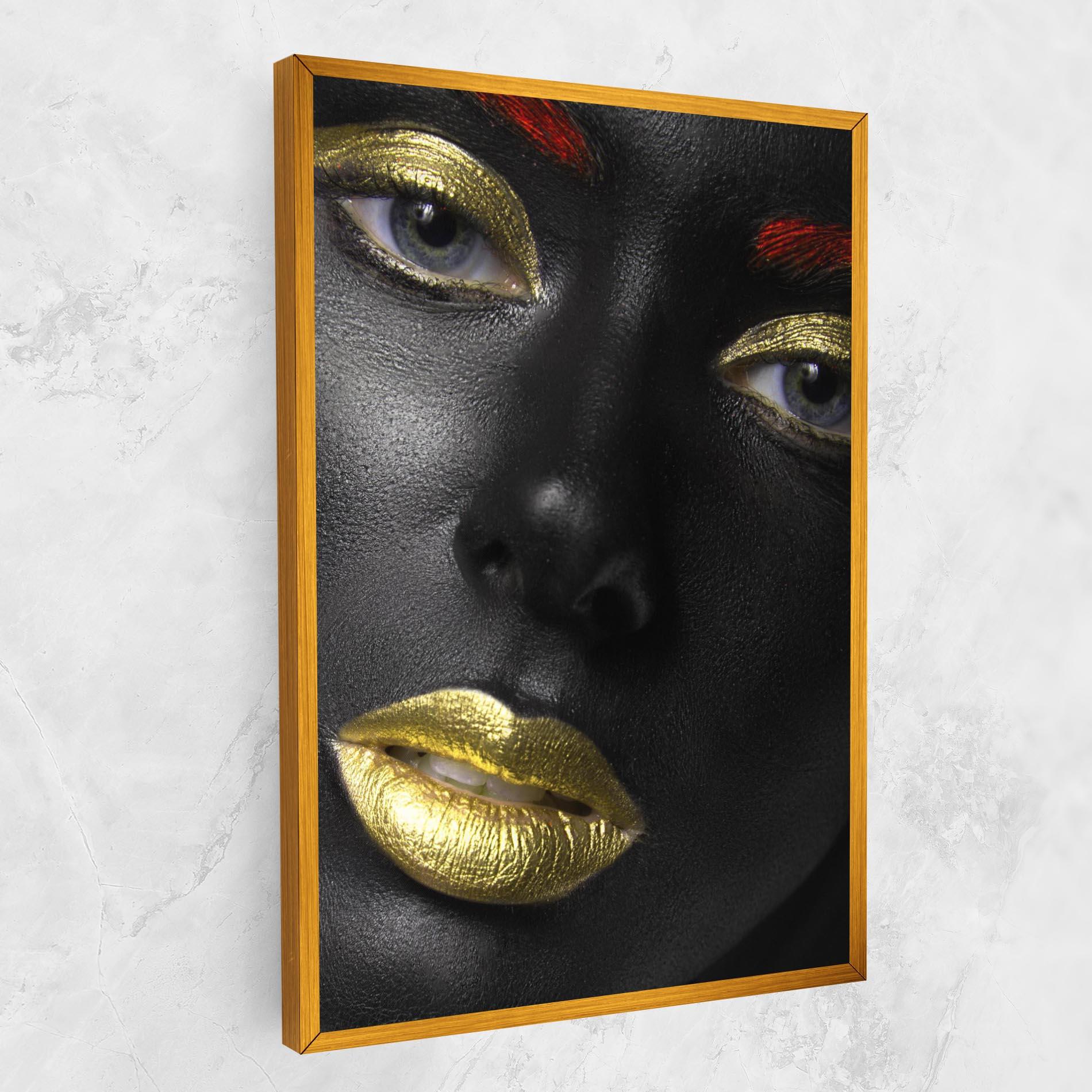 Leinwandbild Gold Make Up And Lips mockup 1
