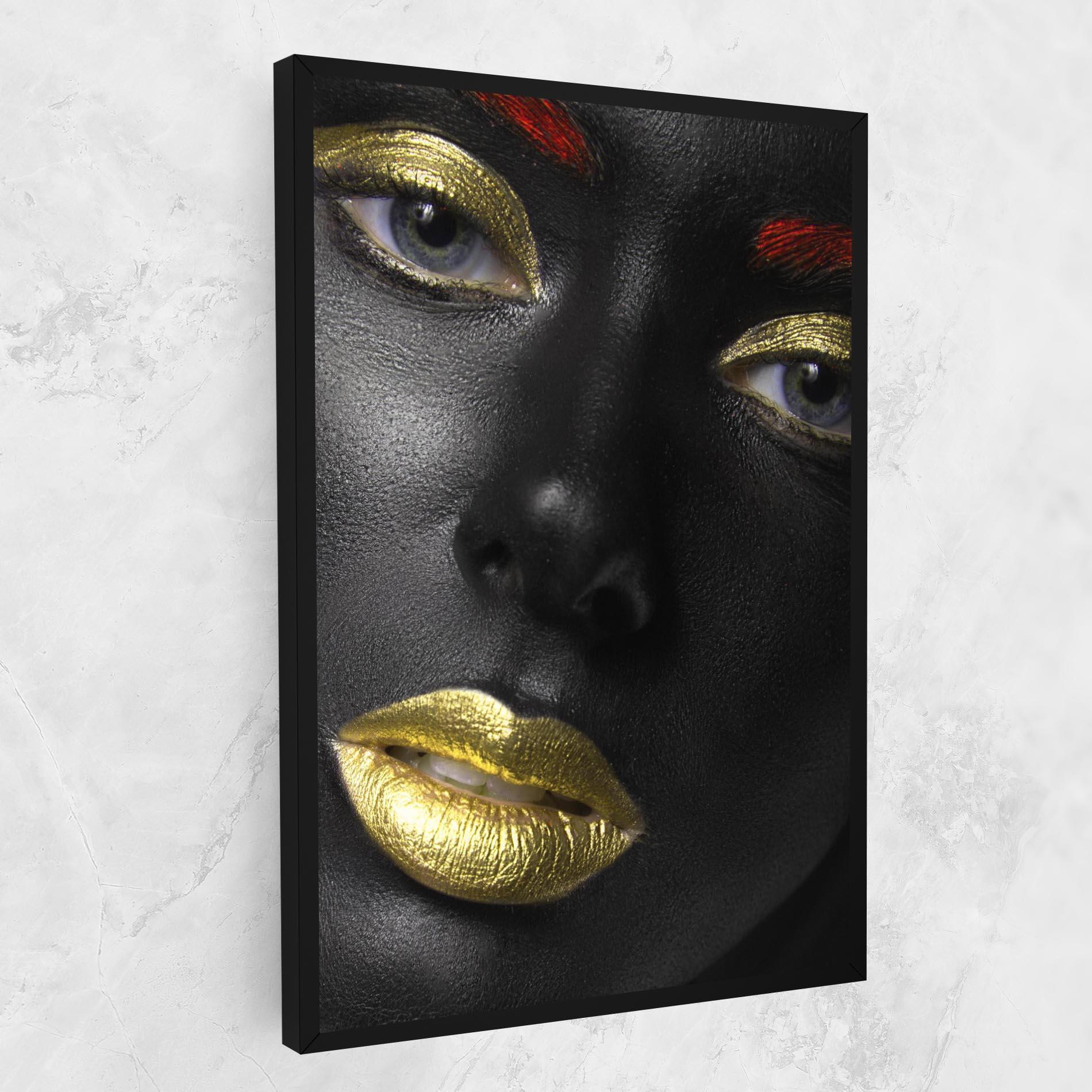 Leinwandbild Gold Make Up And Lips mockup 1