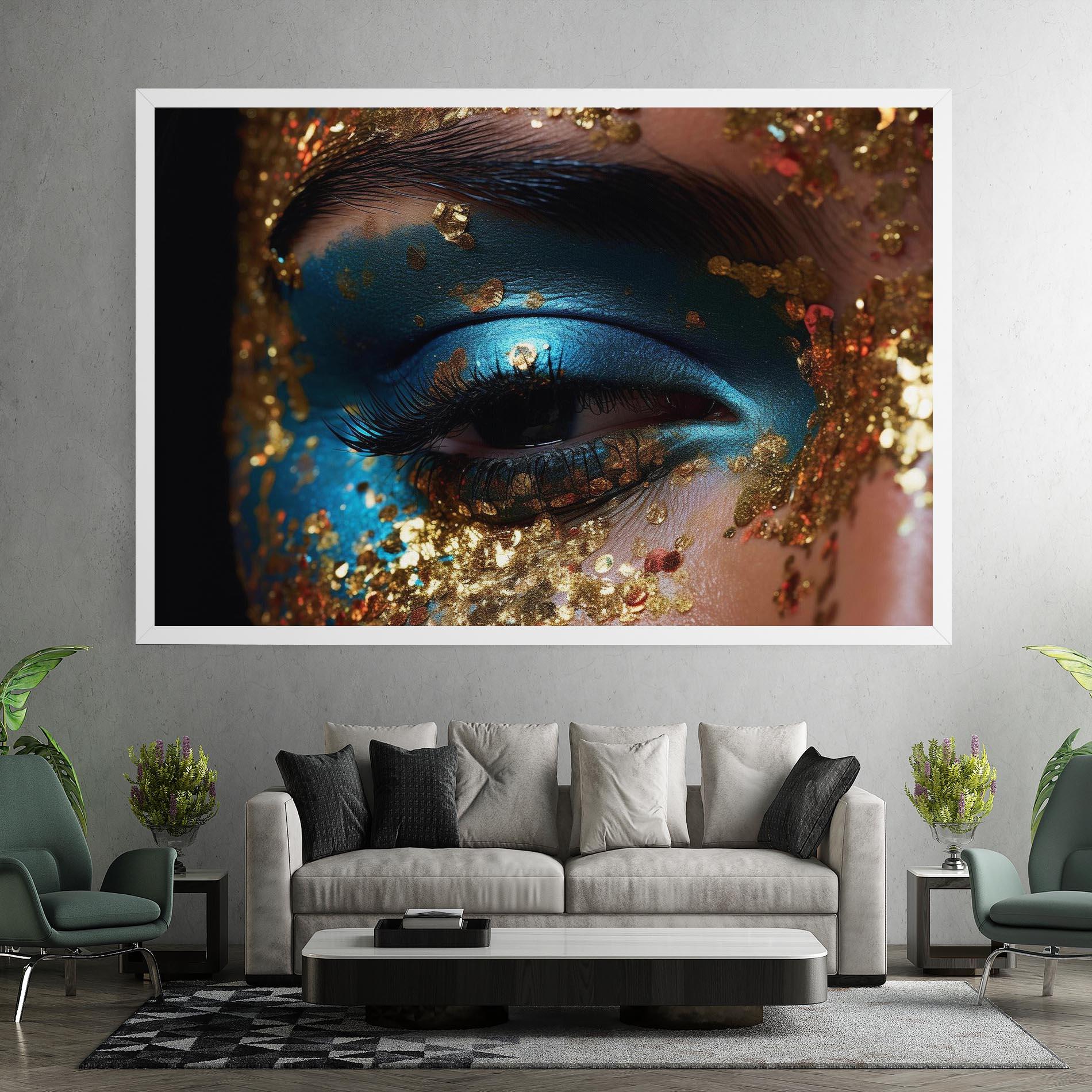Leinwandbild Blue Gold Glitter mockup 7