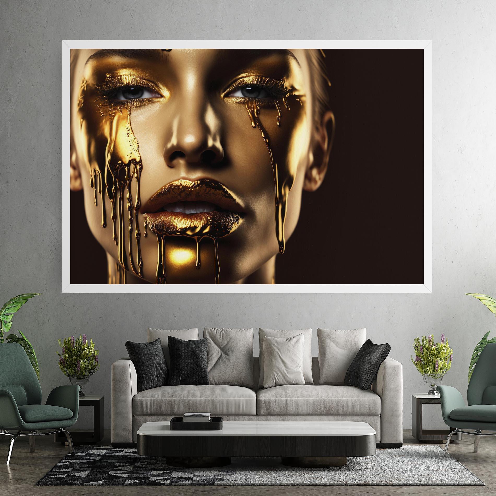 Leinwandbild Gold Dripping Makeup mockup 7