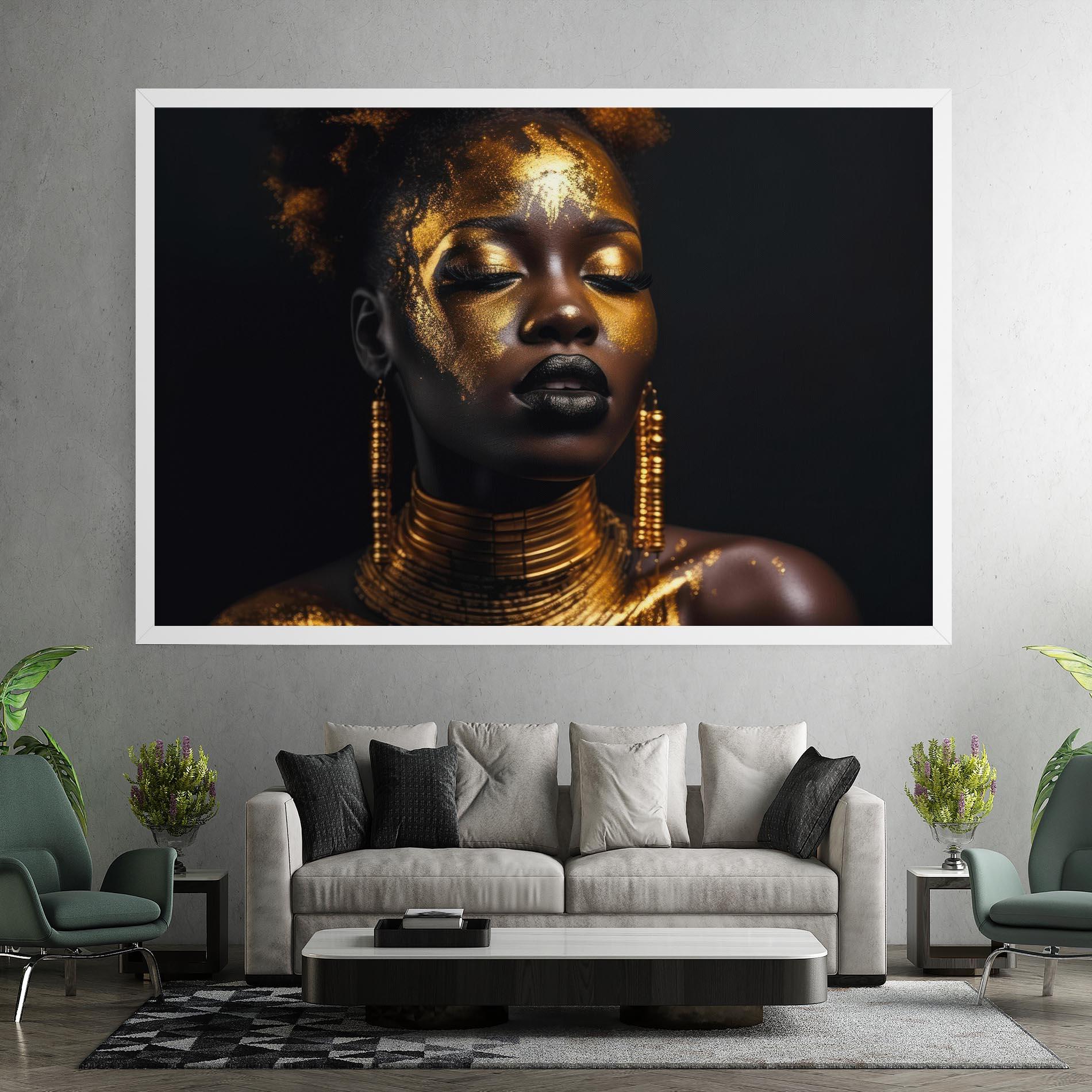 Leinwandbild Gold Makeup Black Lips mockup 7