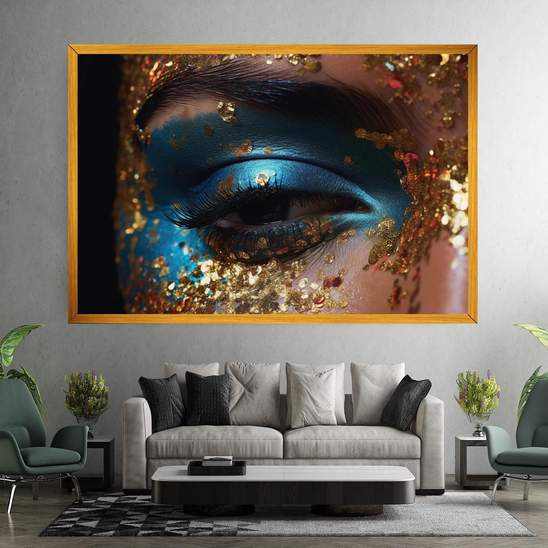 Leinwandbild Blue Gold Glitter mockup 7