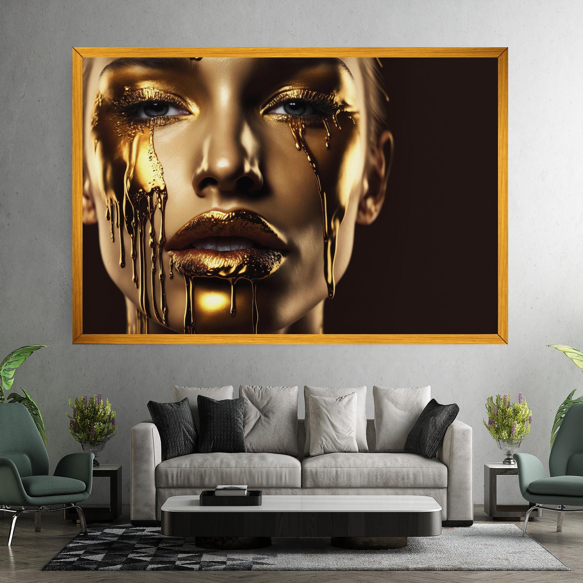 Leinwandbild Gold Dripping Makeup mockup 7