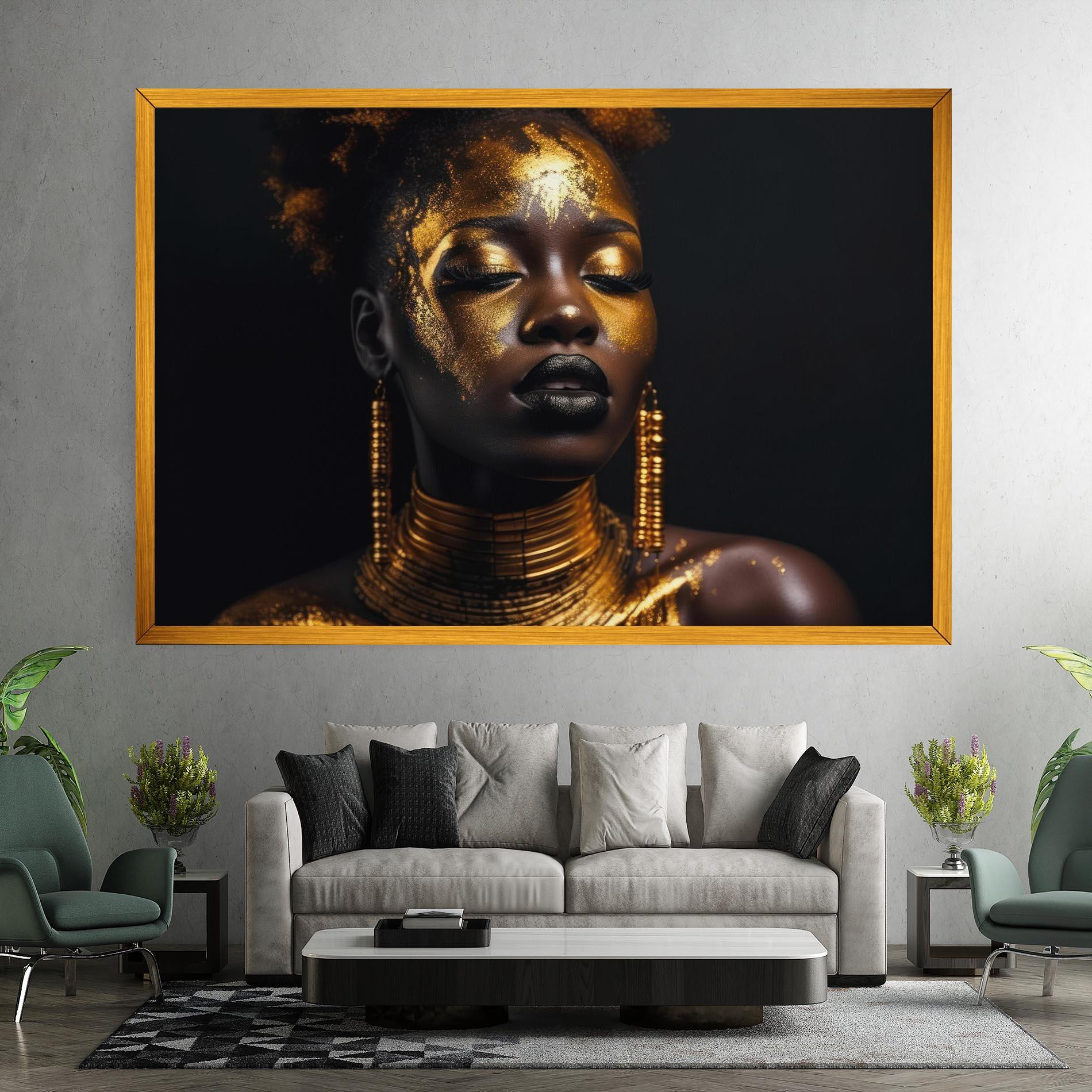 Leinwandbild Gold Makeup Black Lips mockup 7