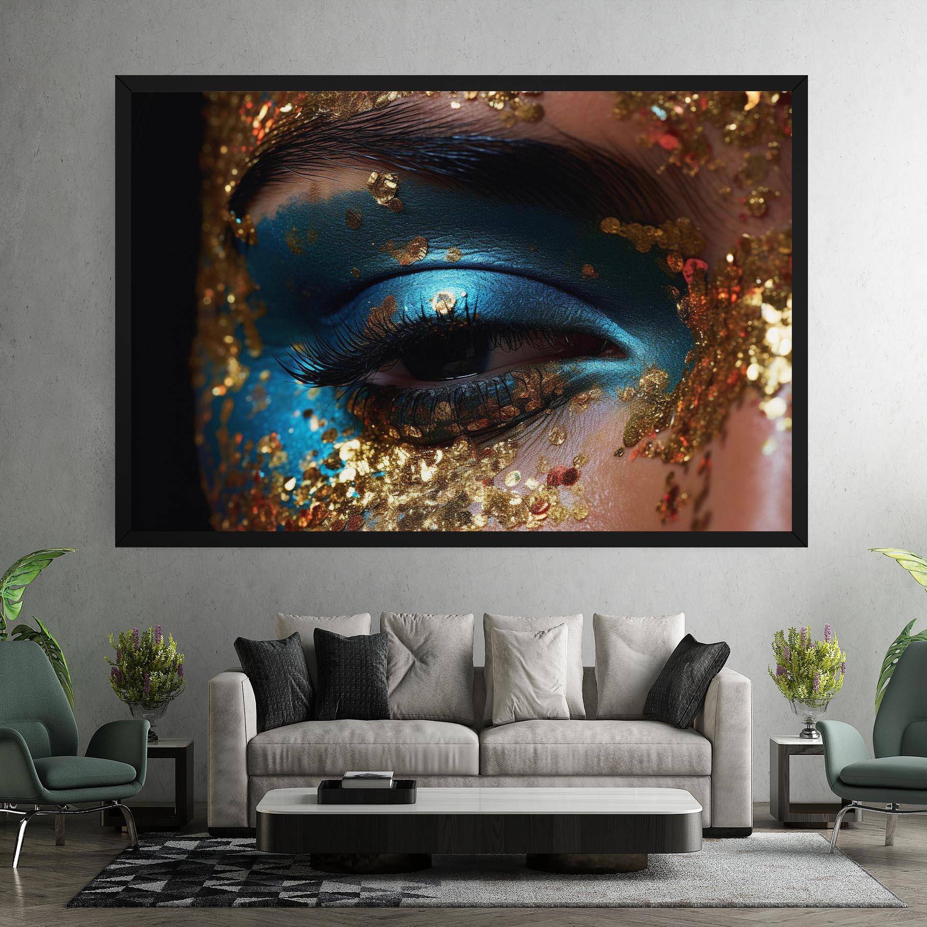 Leinwandbild Blue Gold Glitter mockup 7