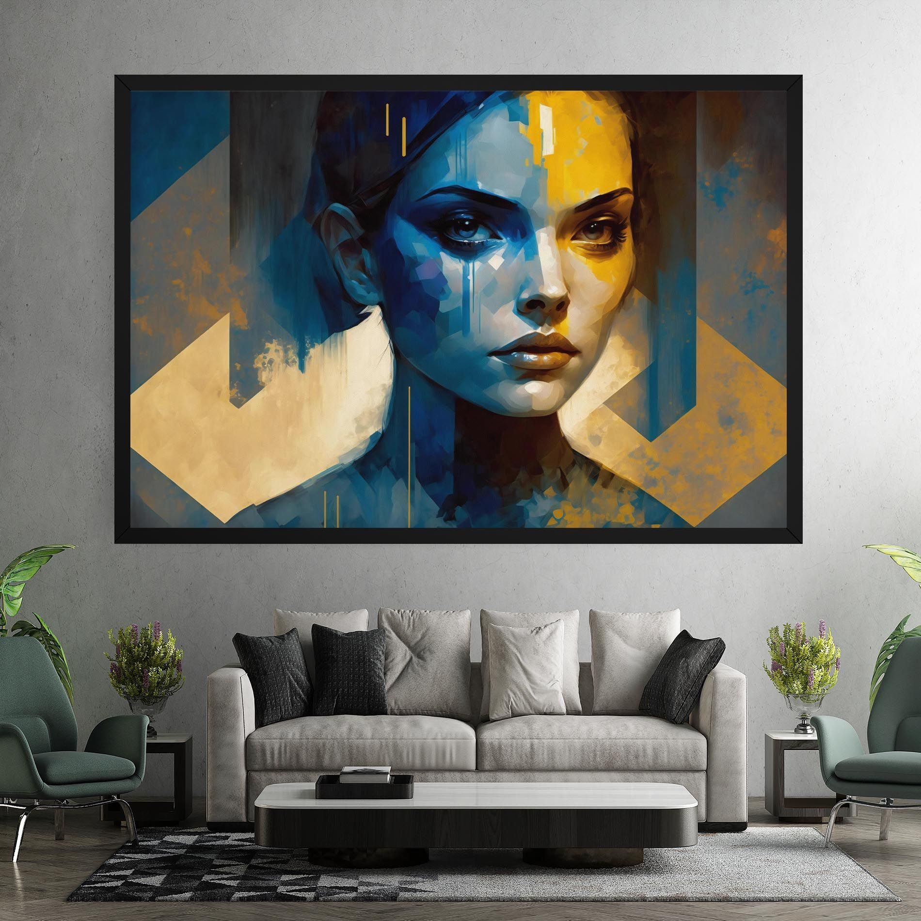 Gold Blue Face mockup 7