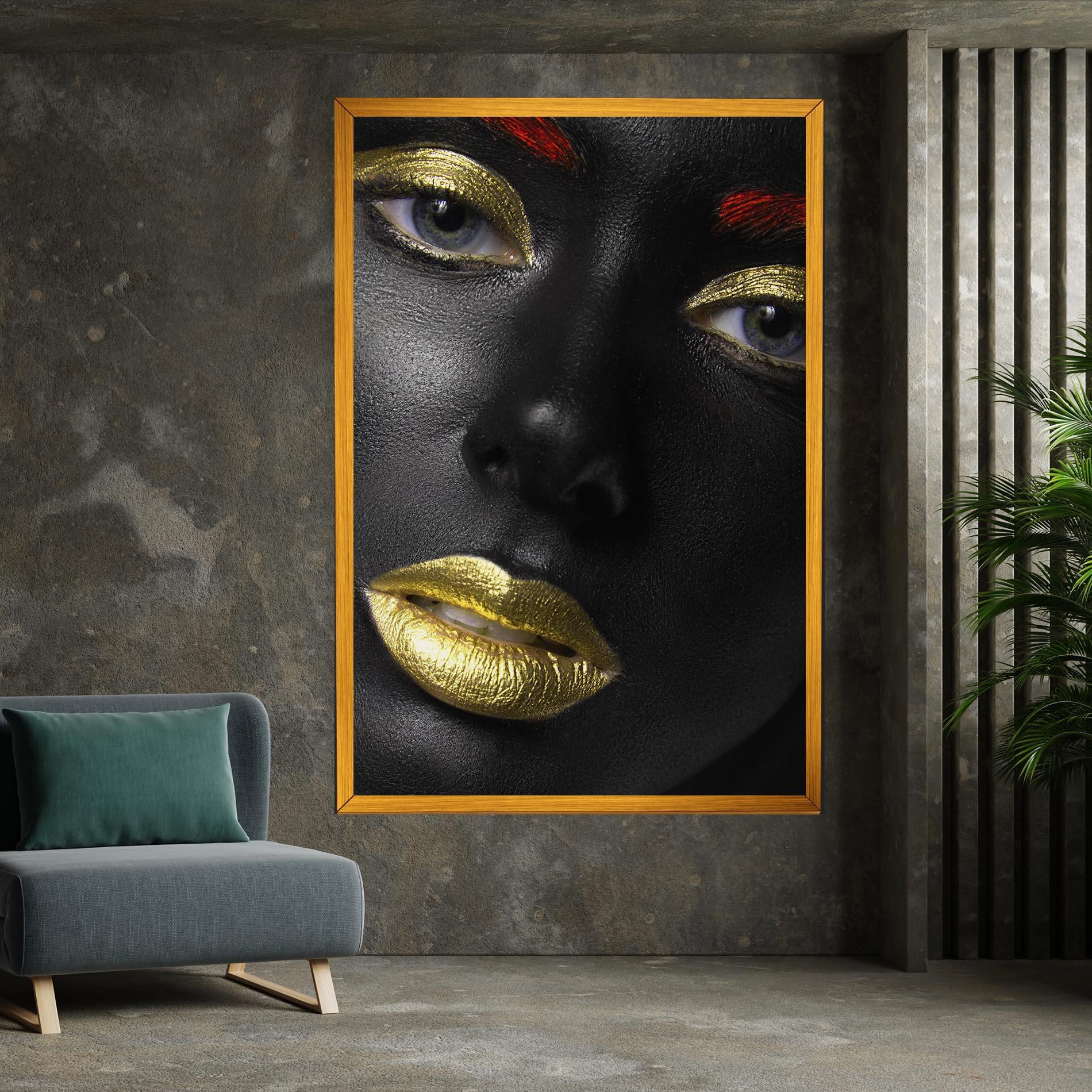 Leinwandbild Gold Make Up And Lips mockup 7