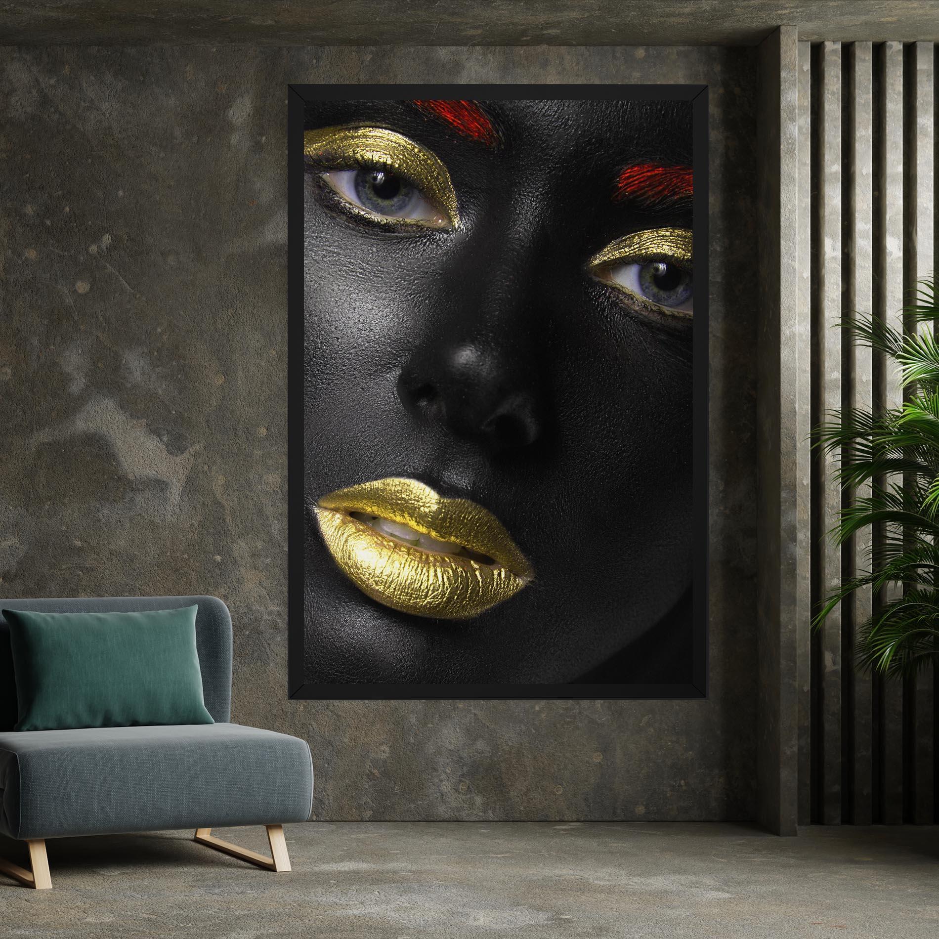 Leinwandbild Gold Make Up And Lips mockup 7