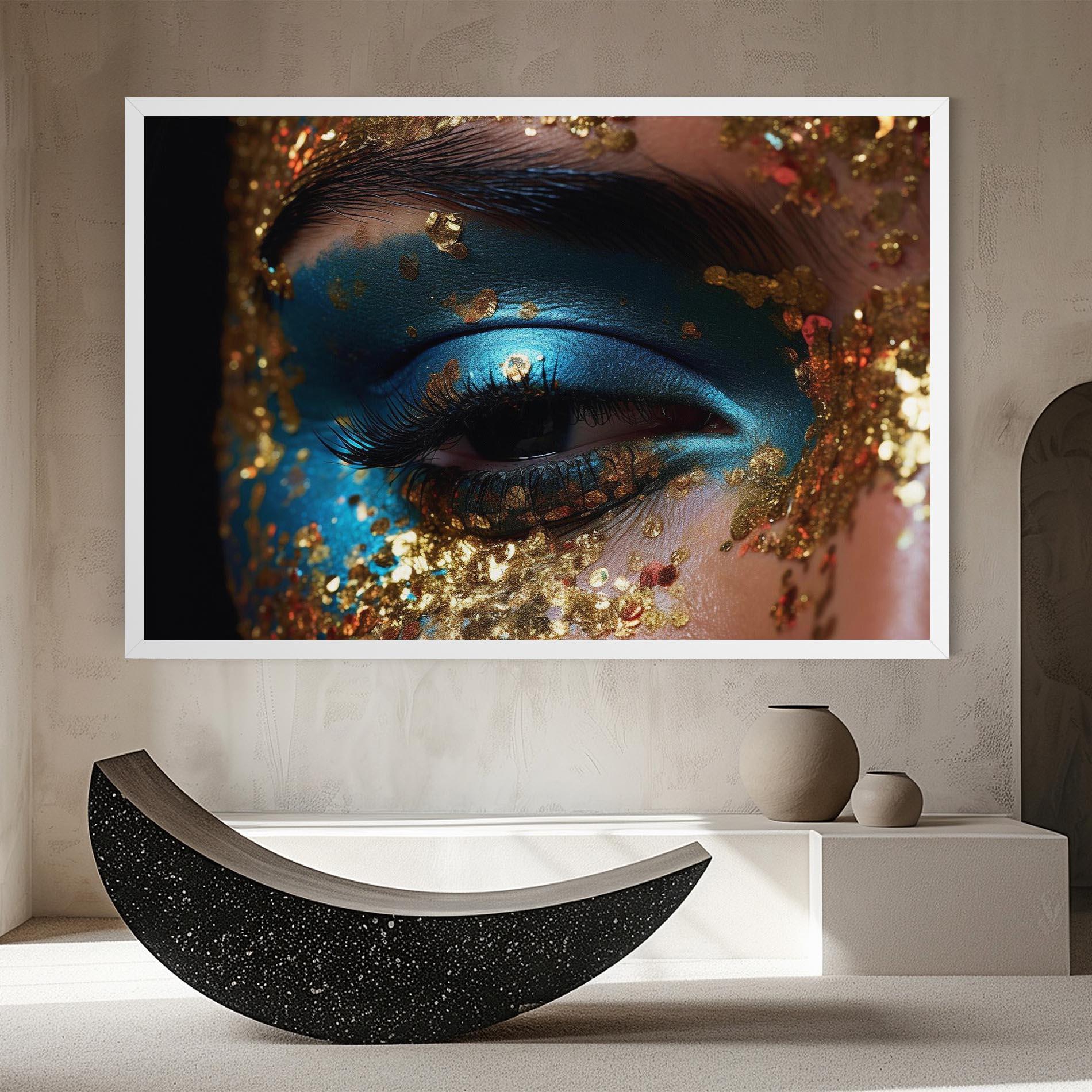 Leinwandbild Blue Gold Glitter mockup 8