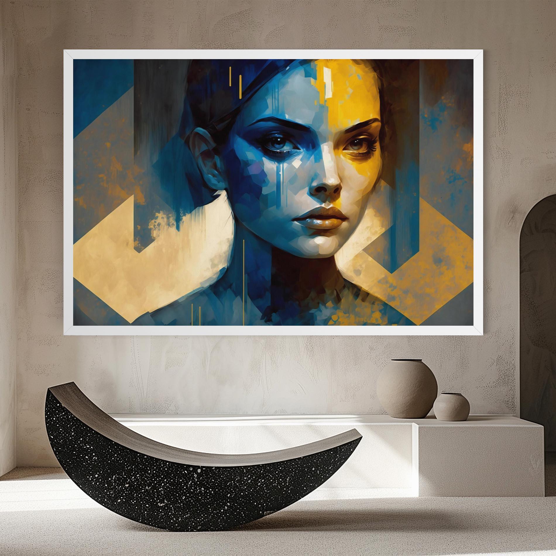 Leinwandbild Gold Blue Face mockup 8