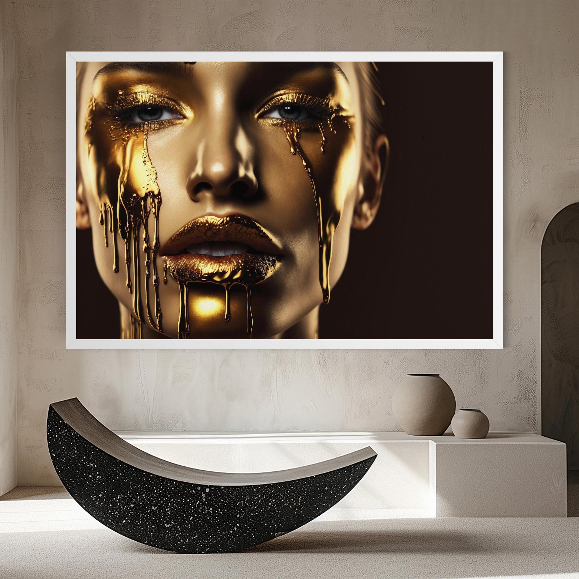 Leinwandbild Gold Dripping Makeup mockup 8