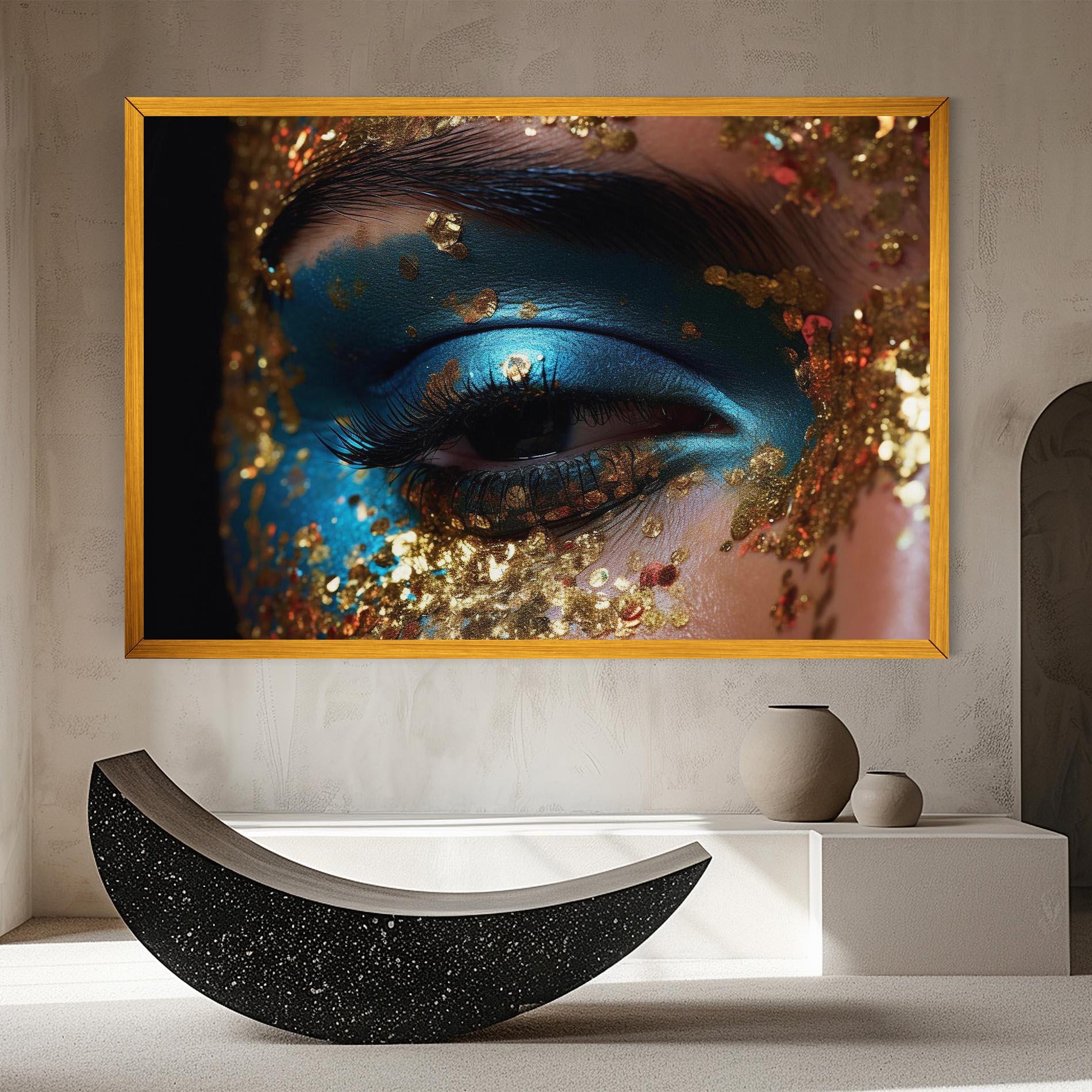 Leinwandbild Blue Gold Glitter mockup 8