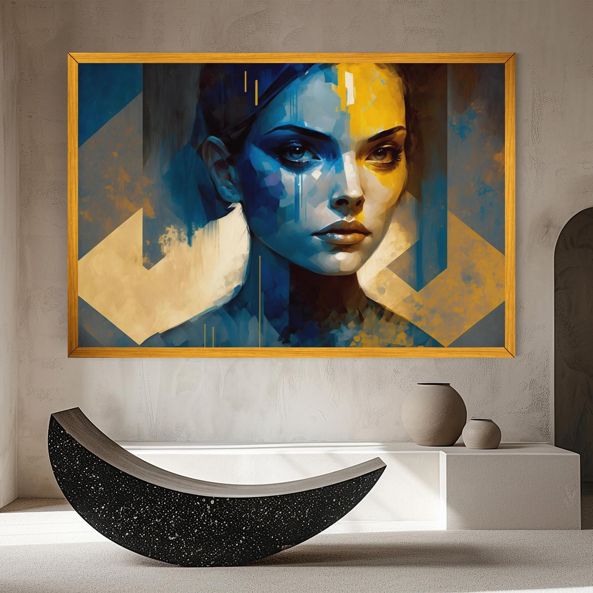 Gold Blue Face mockup 8