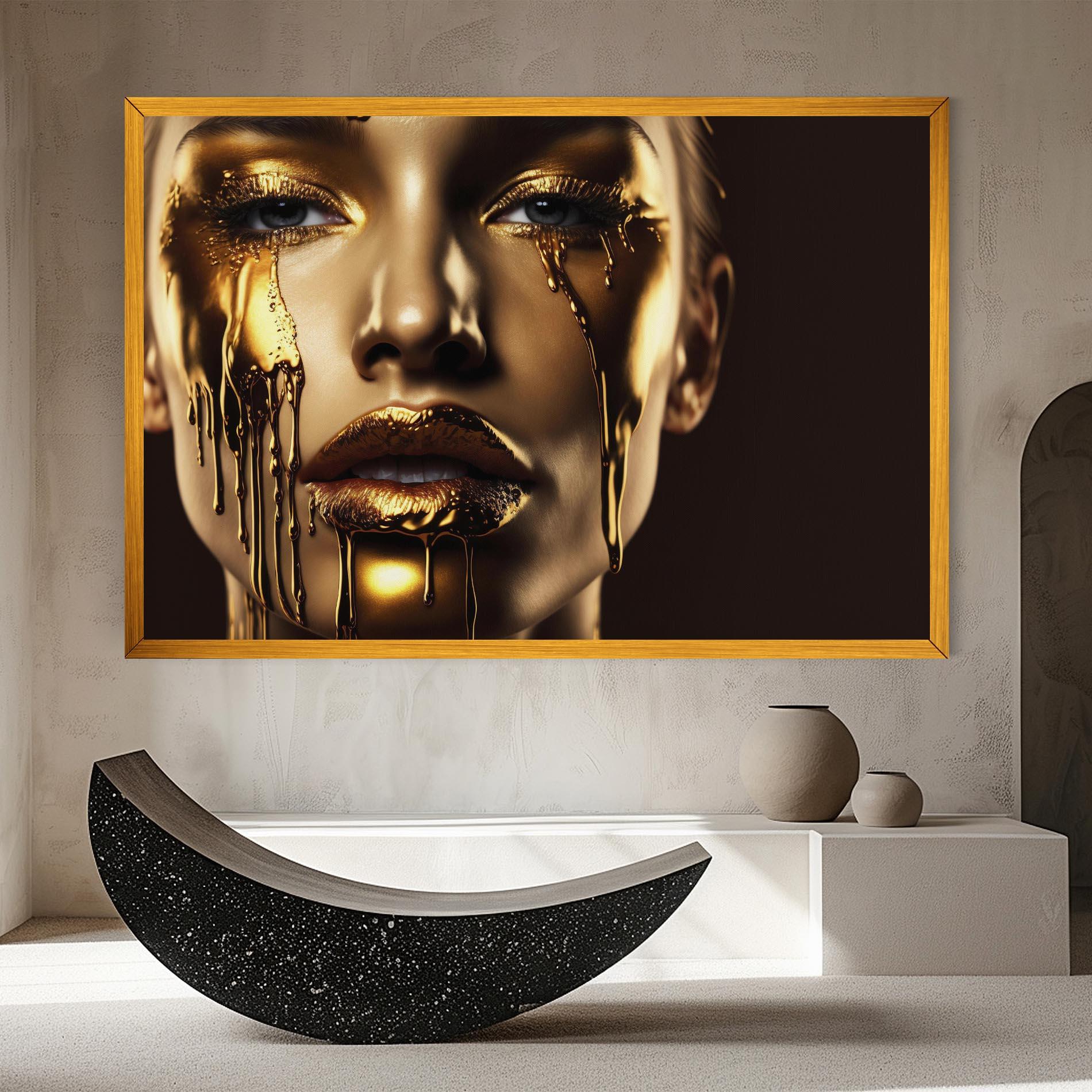 Leinwandbild Gold Dripping Makeup mockup 8