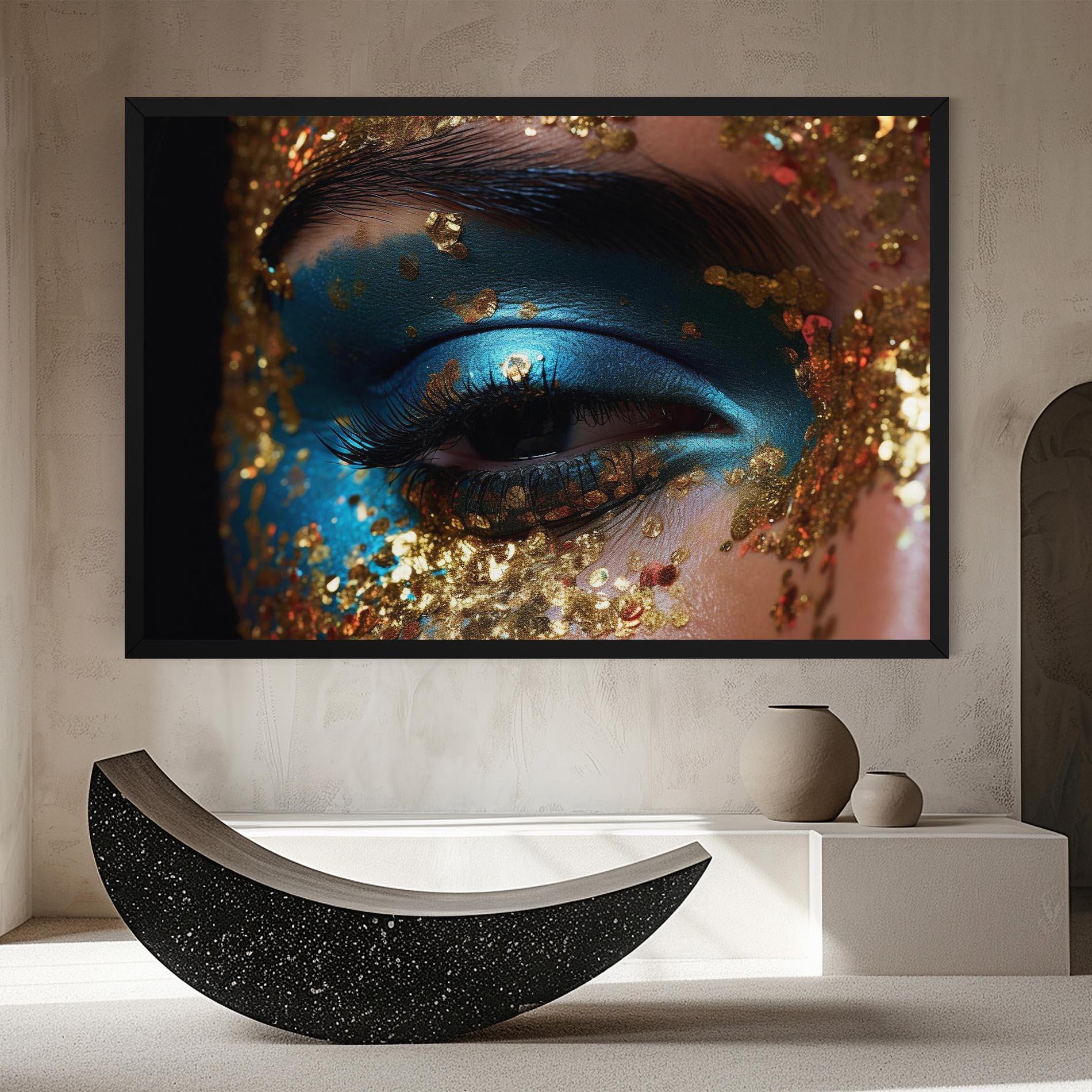 Leinwandbild Blue Gold Glitter mockup 8