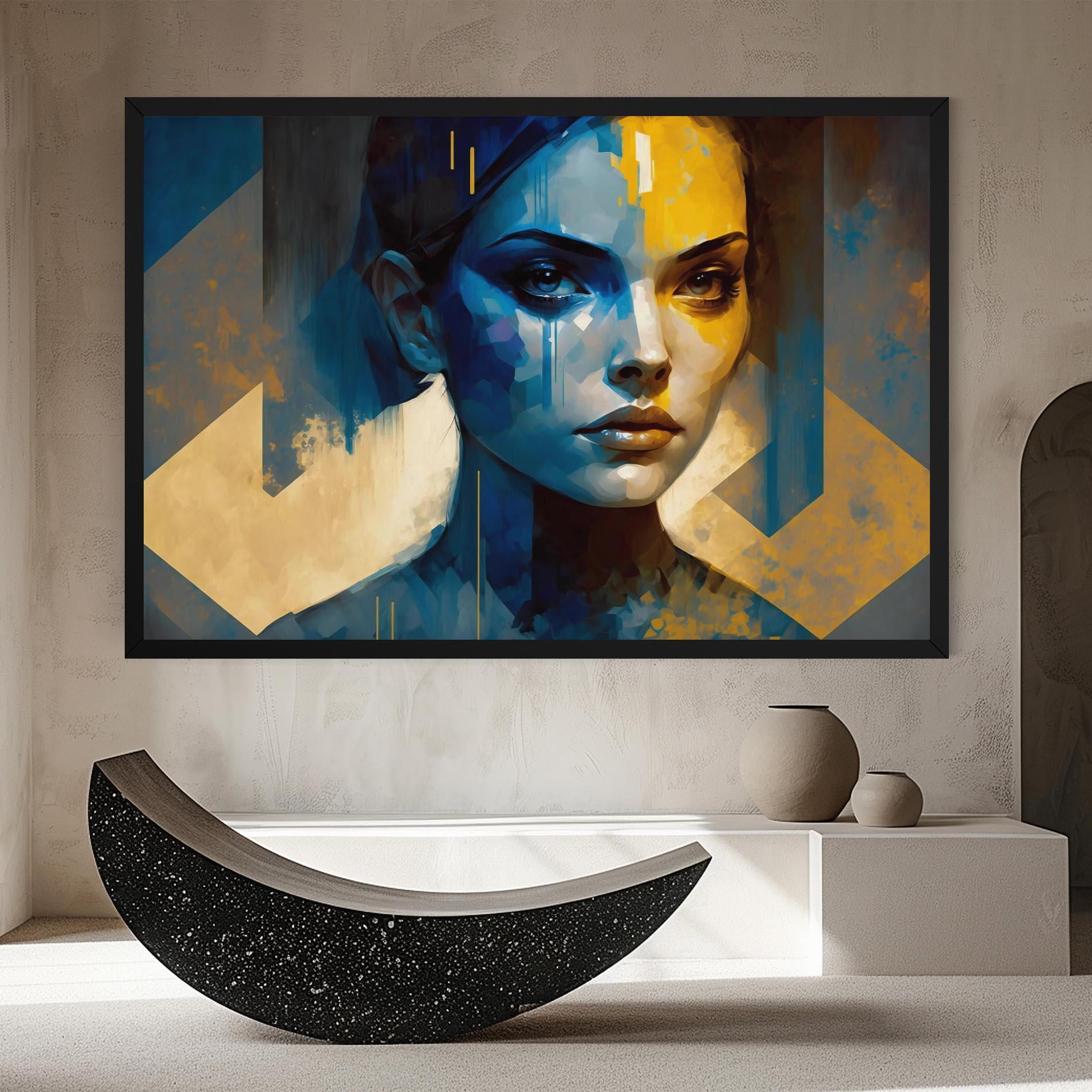 Leinwandbild Gold Blue Face mockup 8