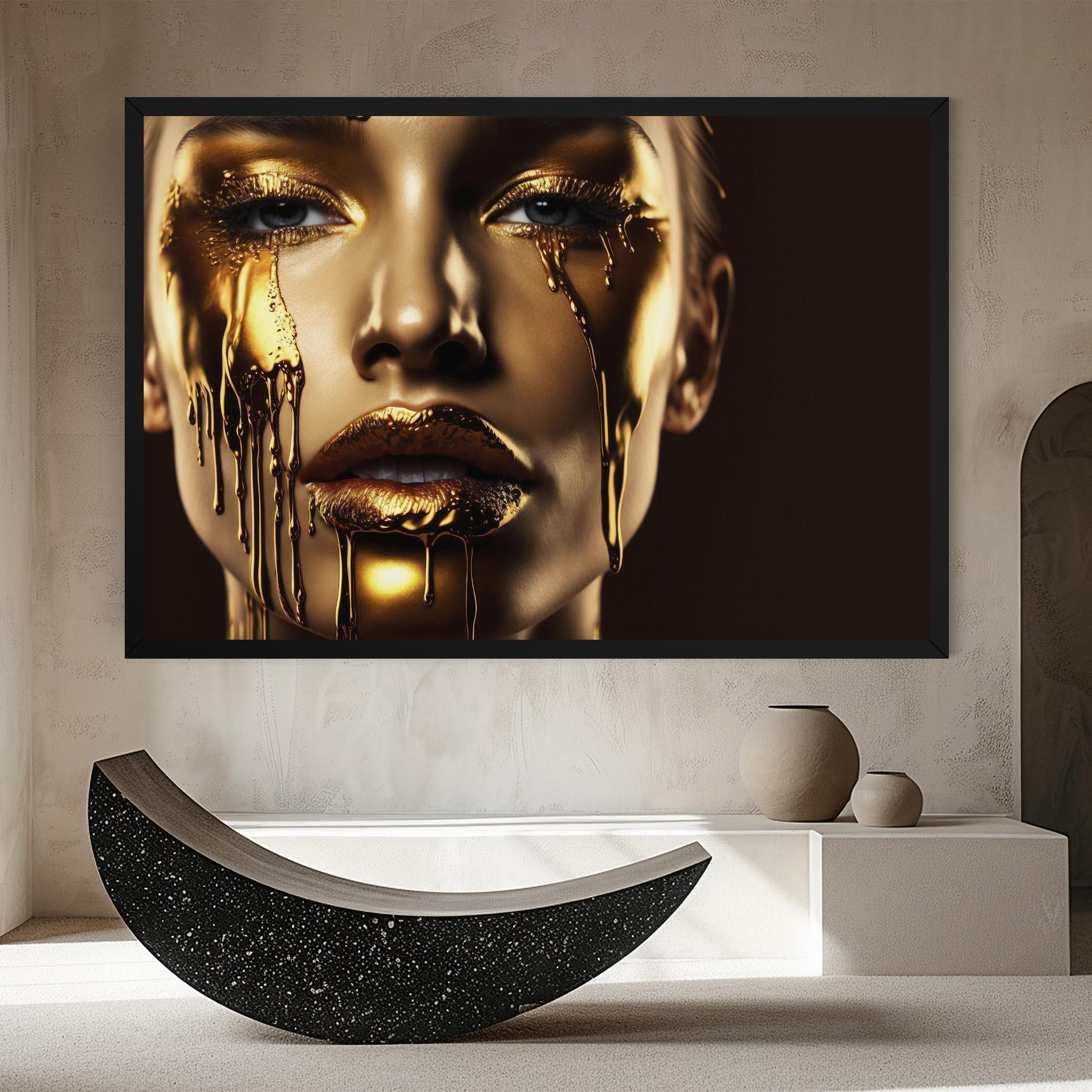 Leinwandbild Gold Dripping Makeup mockup 8