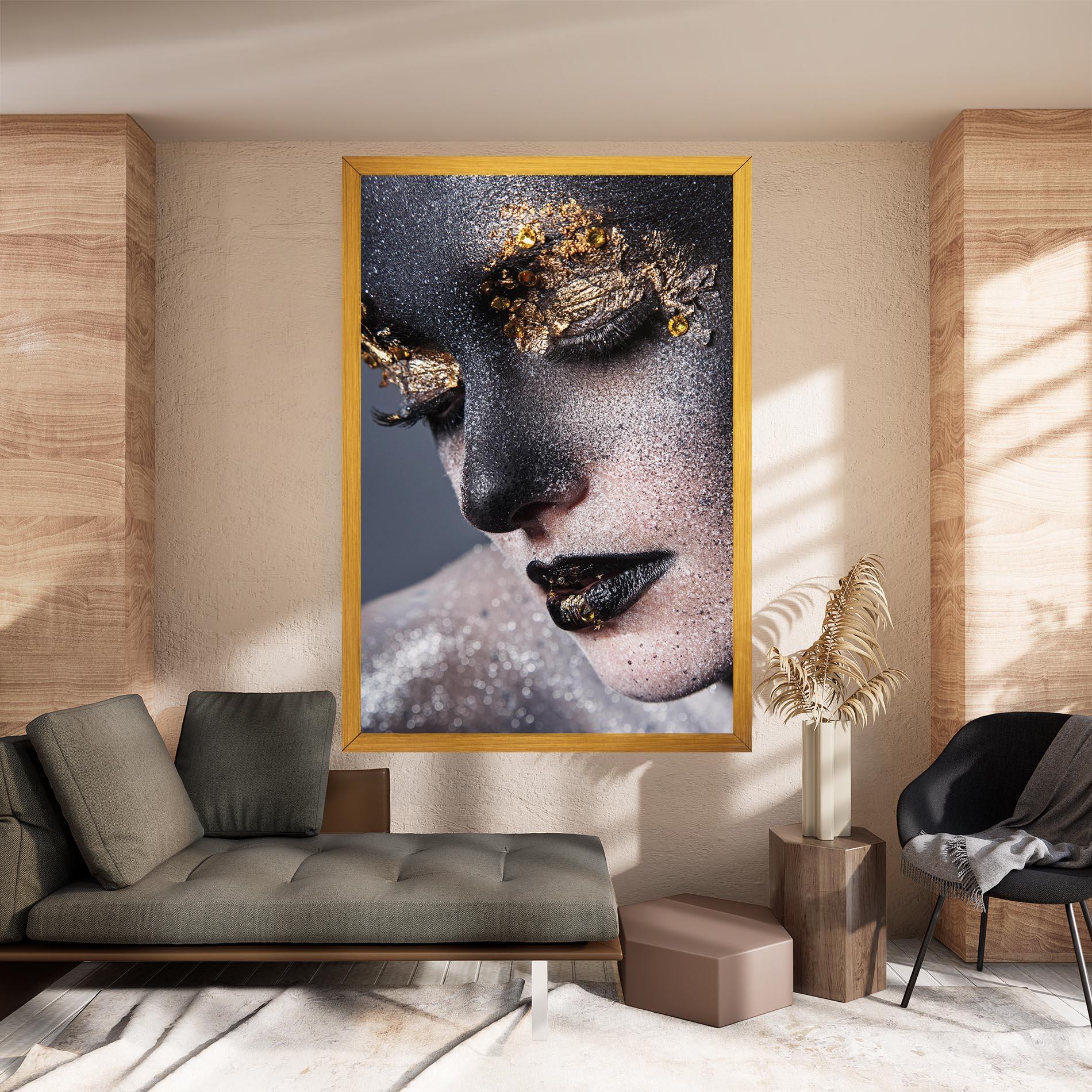 Leinwandbild Beautiful Gold Artistic Makeup mockup 8