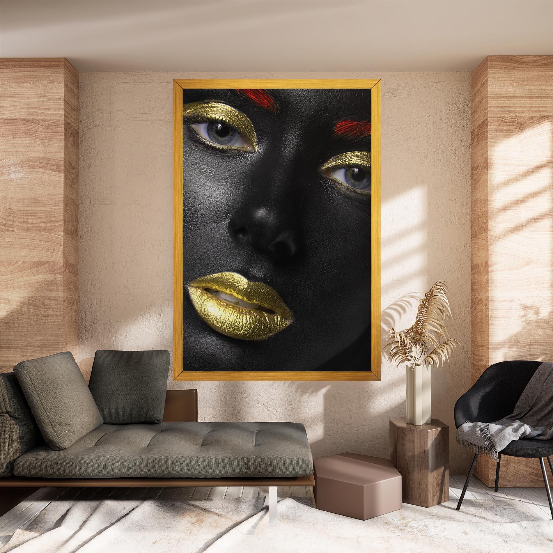 Leinwandbild Gold Make Up And Lips mockup 8