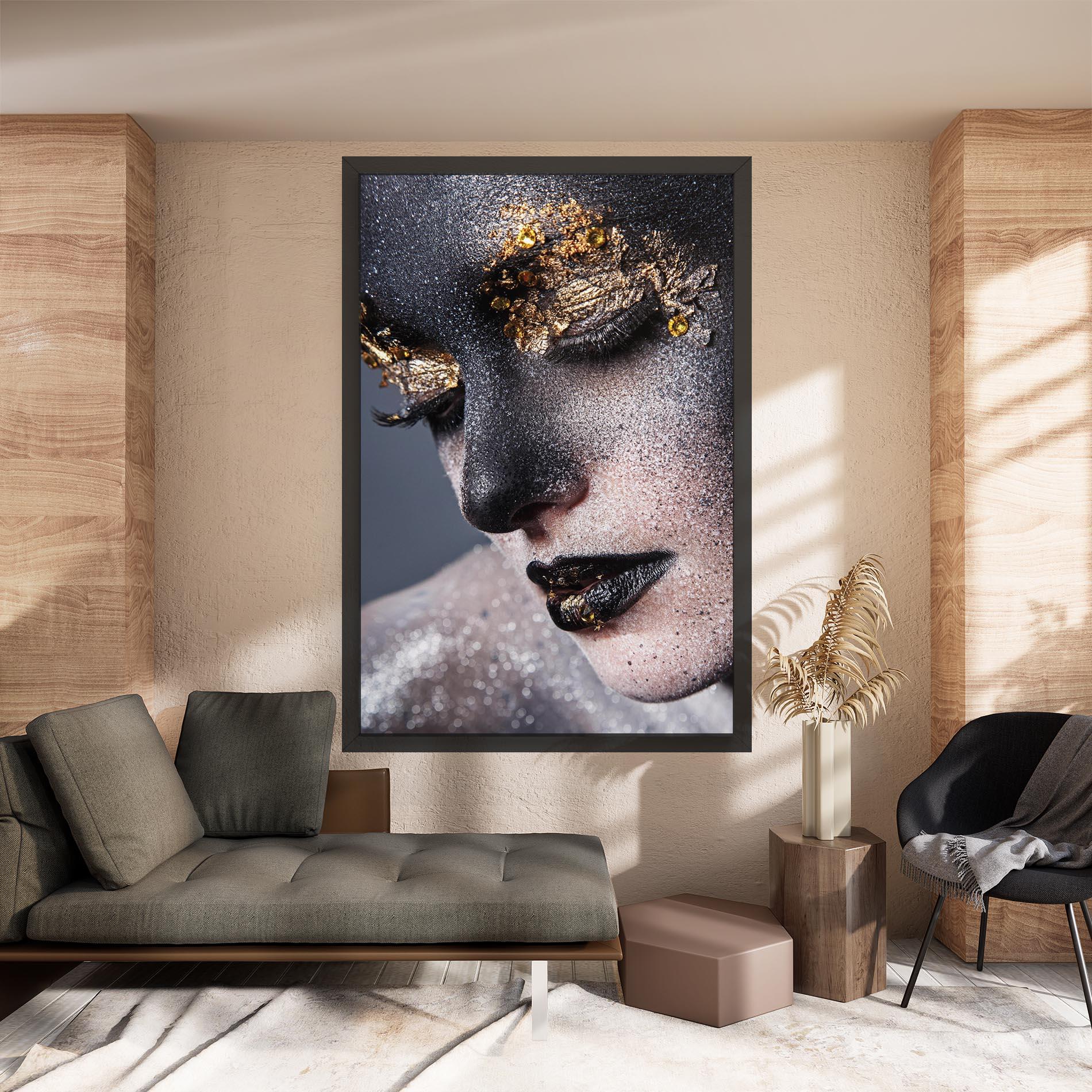 Leinwandbild Beautiful Gold Artistic Makeup mockup 8