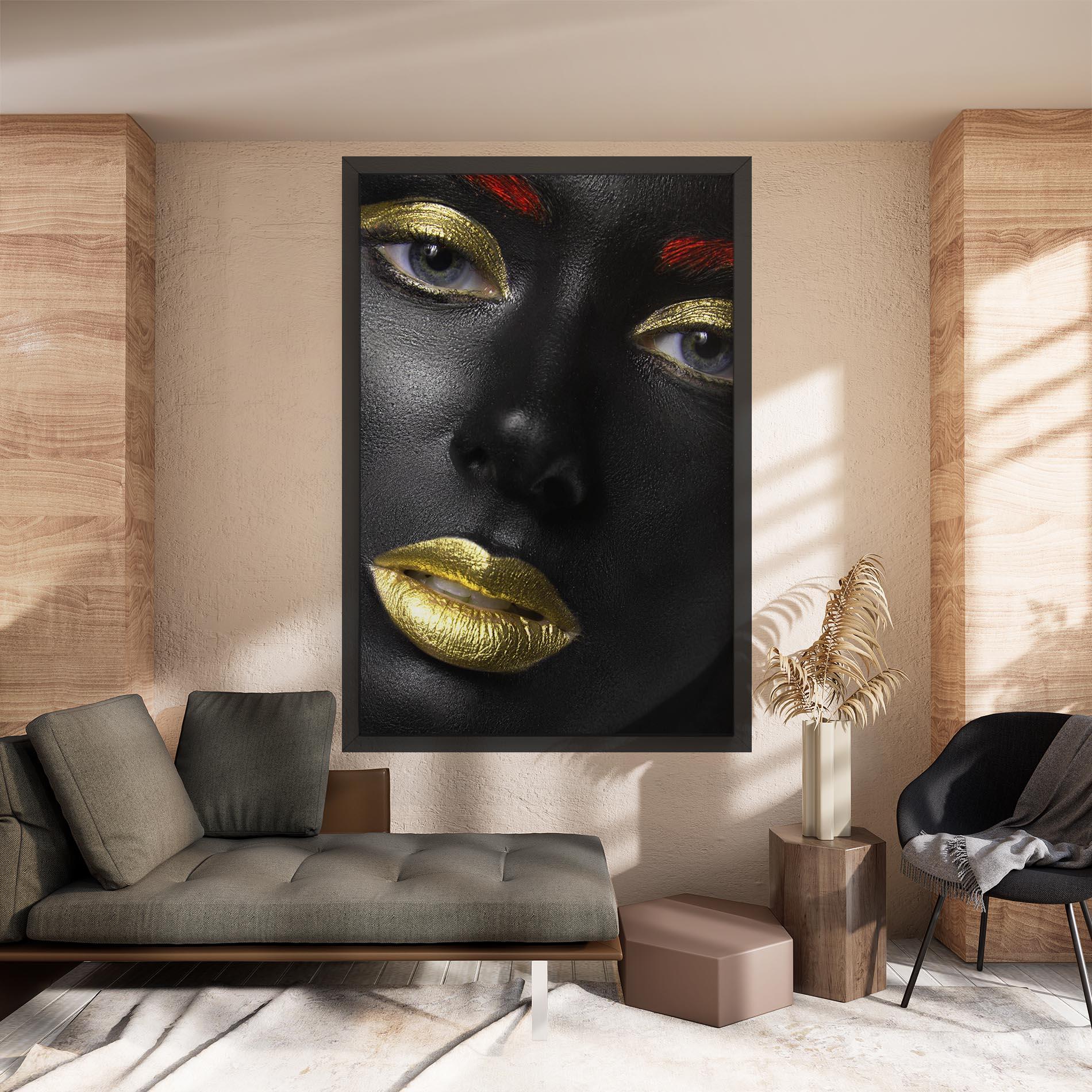 Leinwandbild Gold Make Up And Lips mockup 8