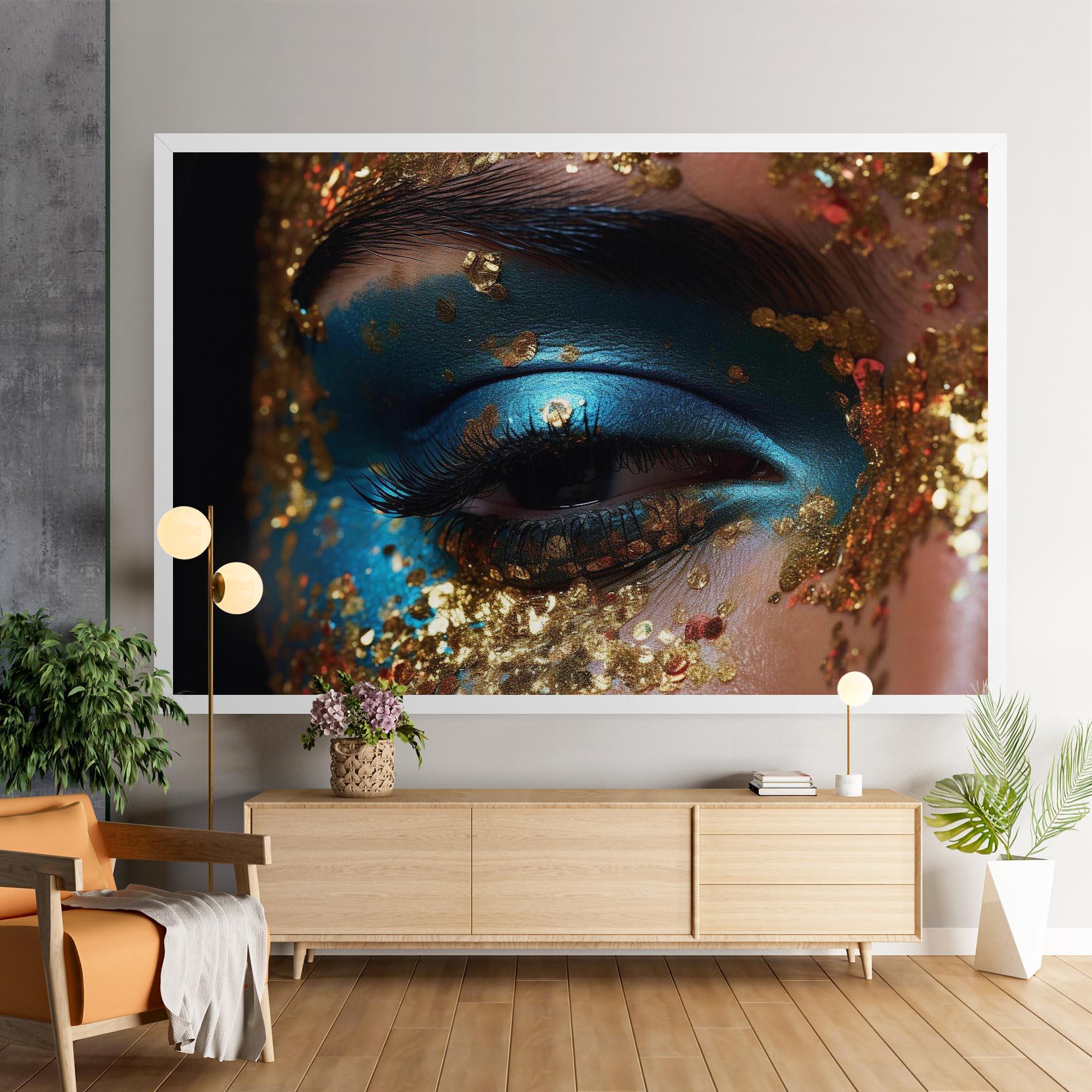 Leinwandbild Blue Gold Glitter mockup 9