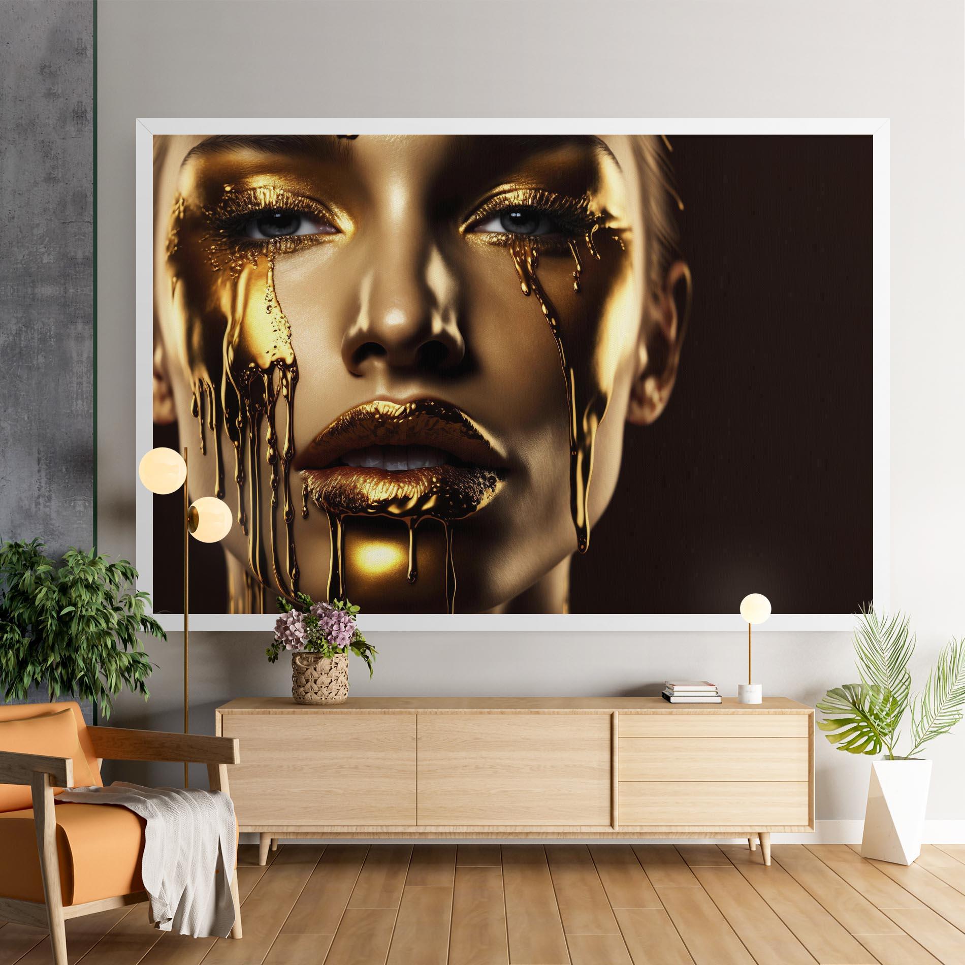 Leinwandbild Gold Dripping Makeup mockup 9