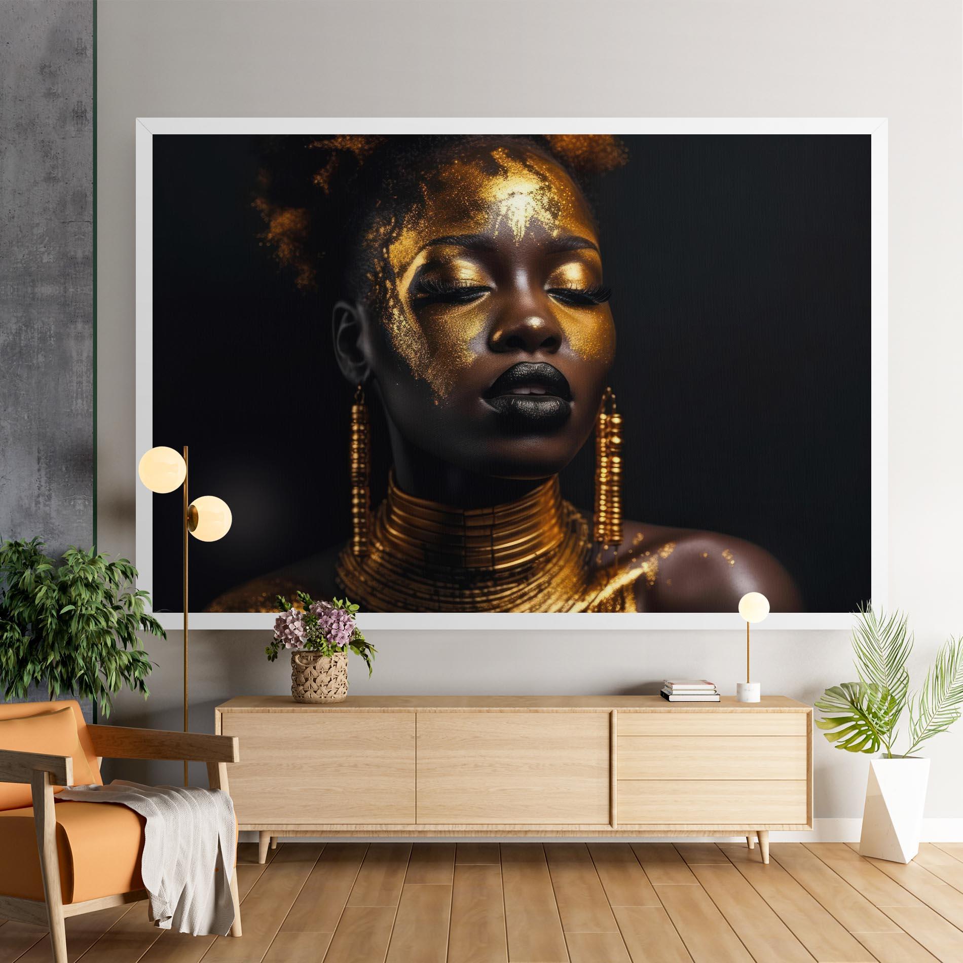 Leinwandbild Gold Makeup Black Lips mockup 9