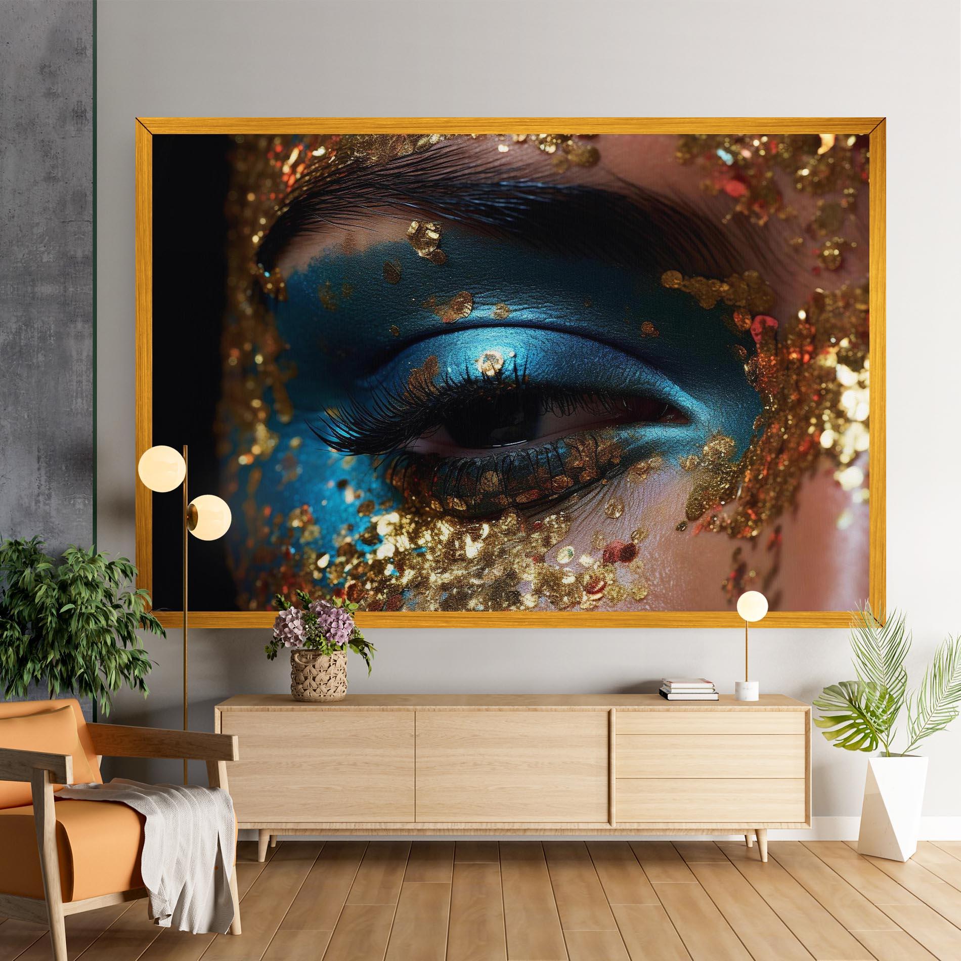 Leinwandbild Blue Gold Glitter mockup 9