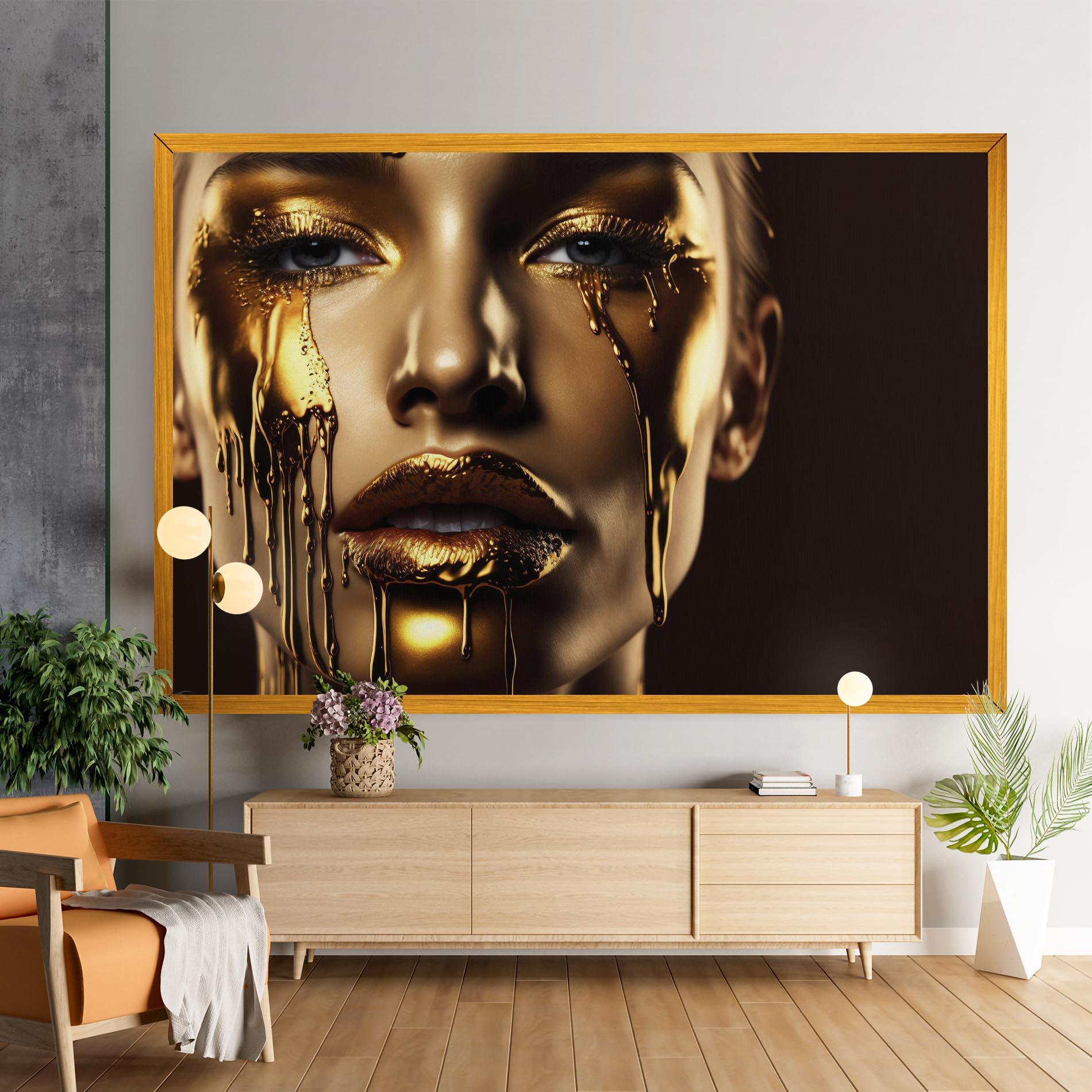 Leinwandbild Gold Dripping Makeup mockup 9