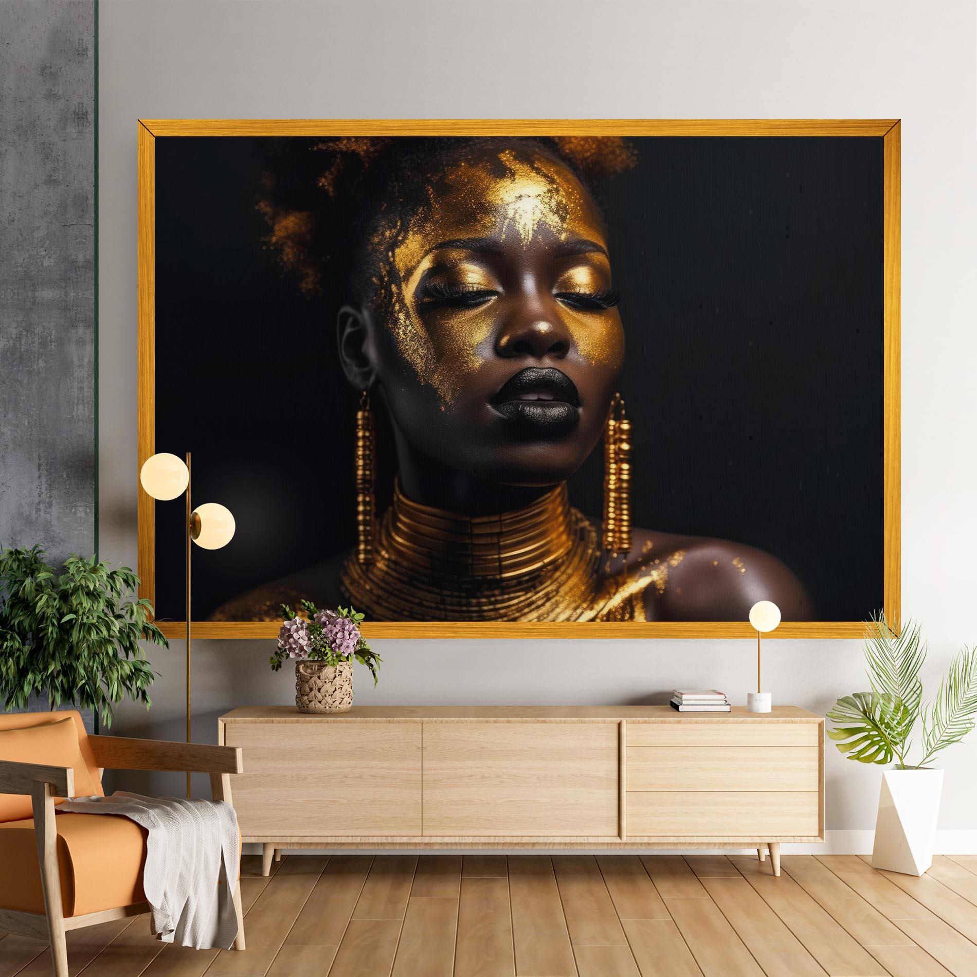 Leinwandbild Gold Makeup Black Lips mockup 9