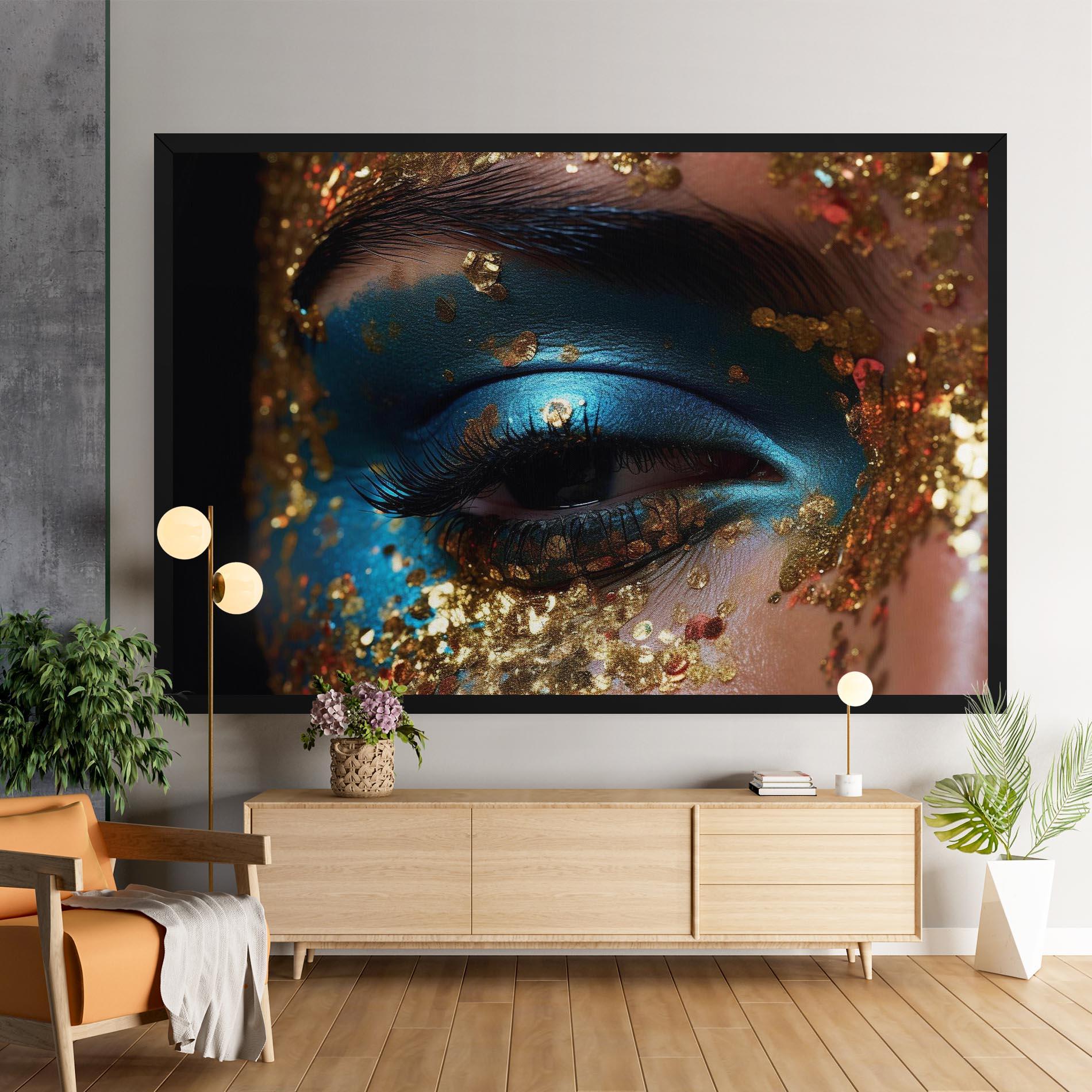Leinwandbild Blue Gold Glitter mockup 9