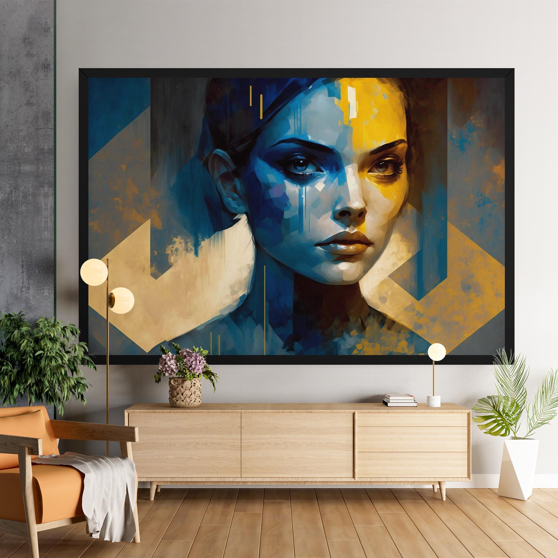 Leinwandbild Gold Blue Face mockup 9