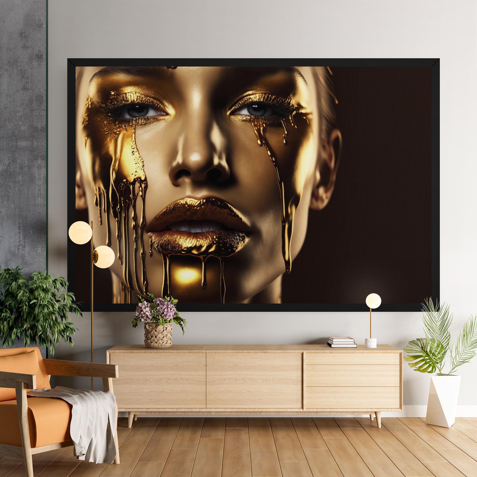 Leinwandbild Gold Dripping Makeup mockup 9