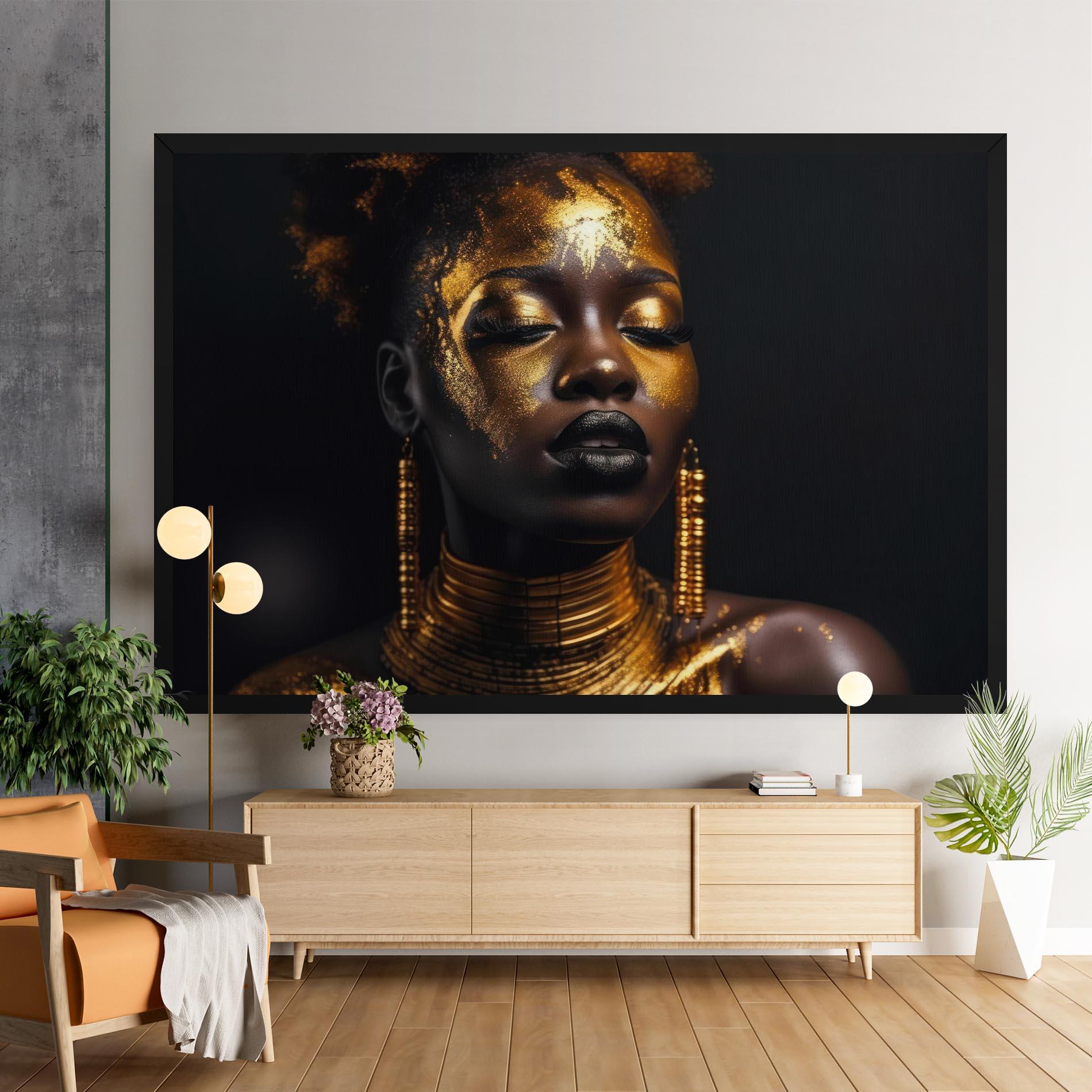 Leinwandbild Gold Makeup Black Lips mockup 9