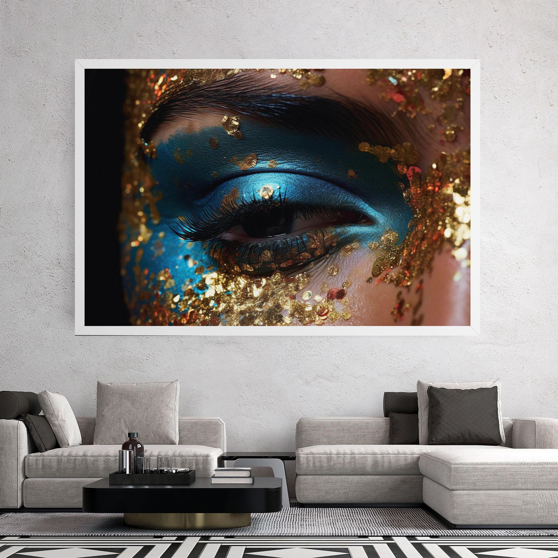 Leinwandbild Blue Gold Glitter mockup 2