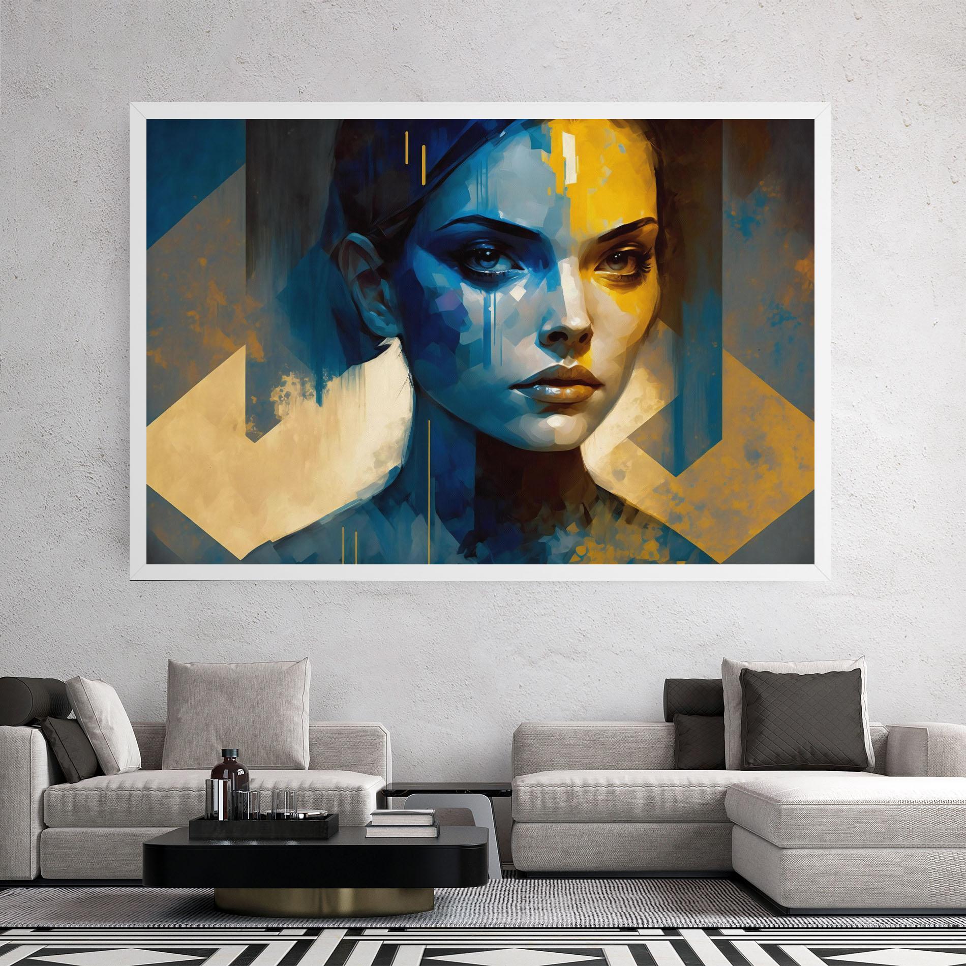Leinwandbild Gold Blue Face mockup 2