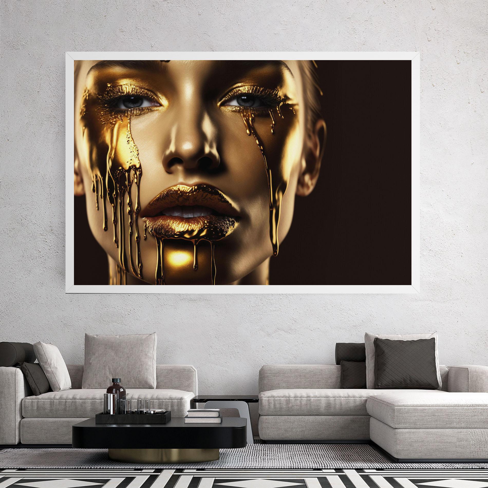 Leinwandbild Gold Dripping Makeup mockup 2