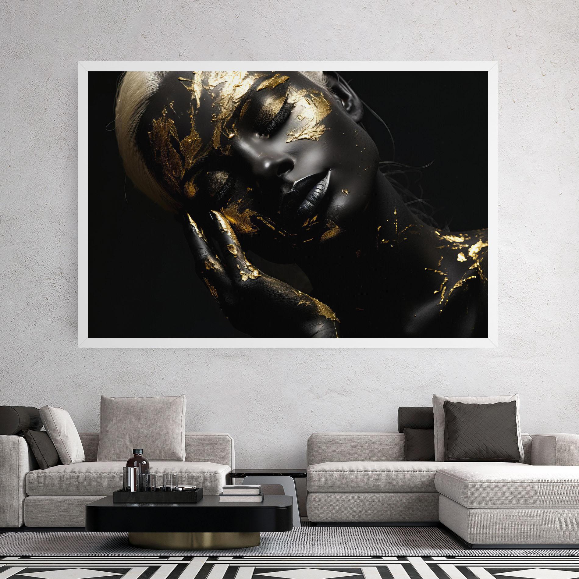 Leinwandbild Gold Makeup On Black mockup 2