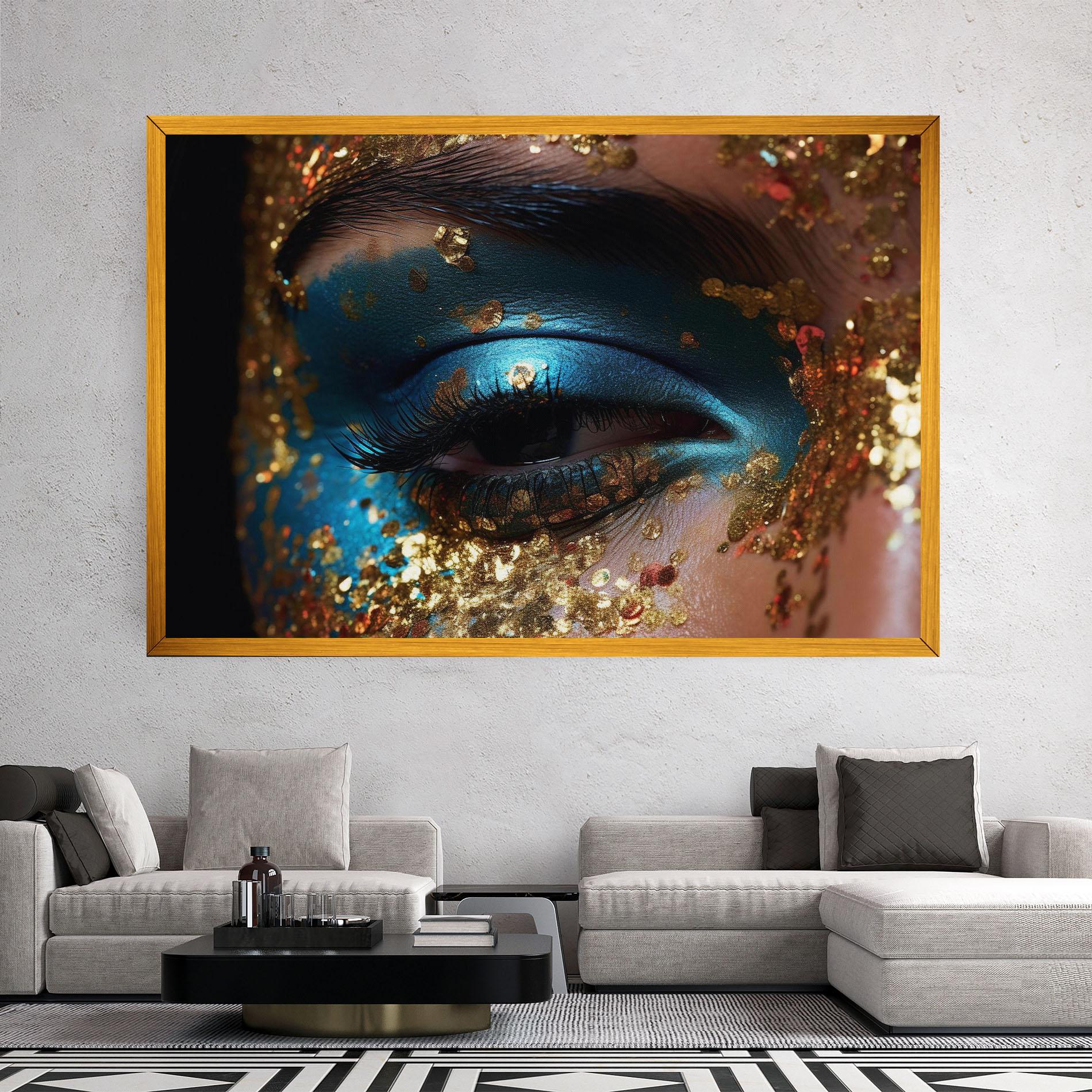 Leinwandbild Blue Gold Glitter mockup 2