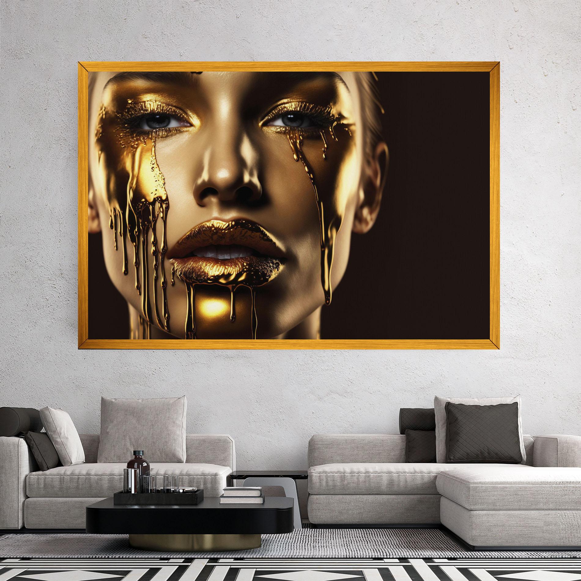 Leinwandbild Gold Dripping Makeup mockup 2