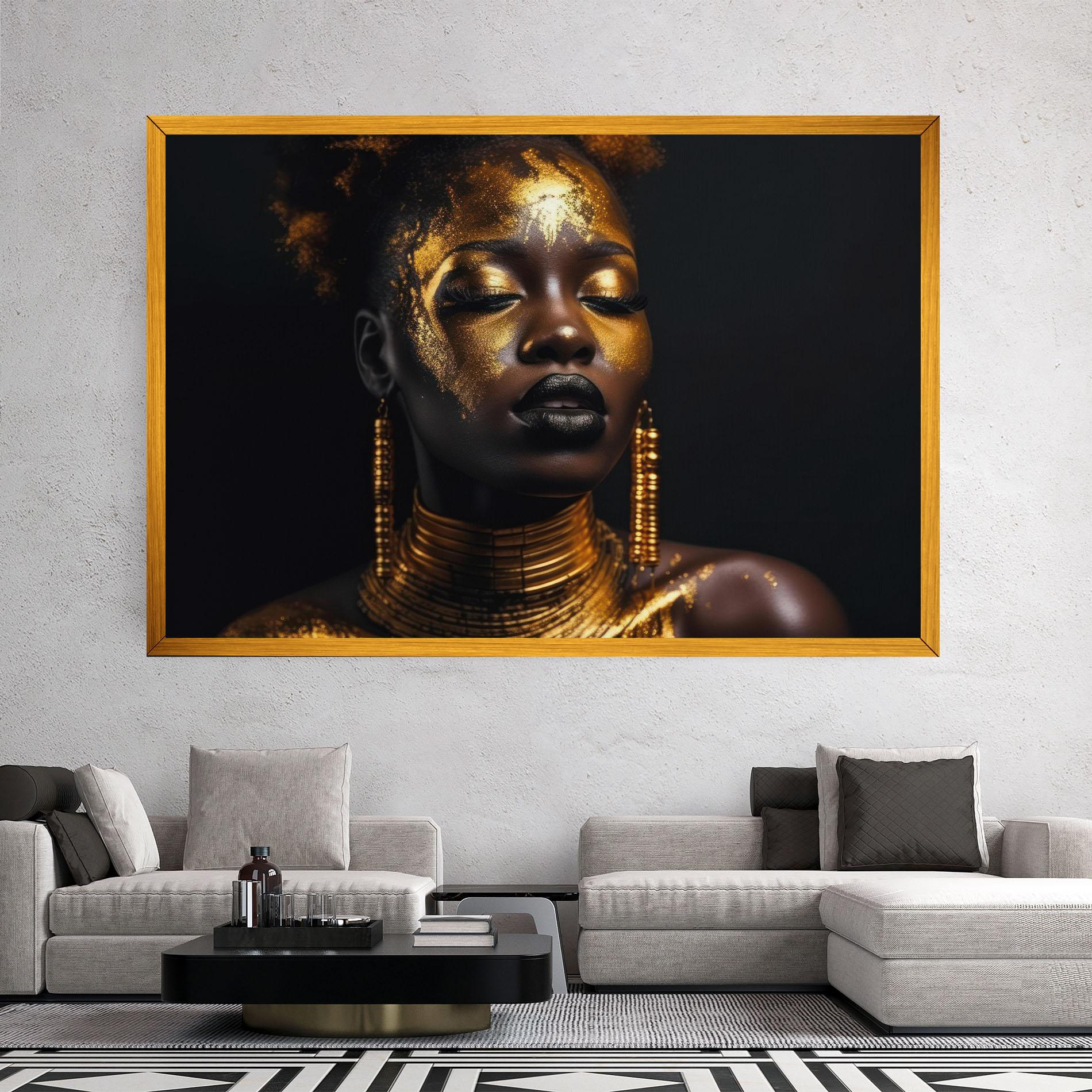 Leinwandbild Gold Makeup Black Lips mockup 2