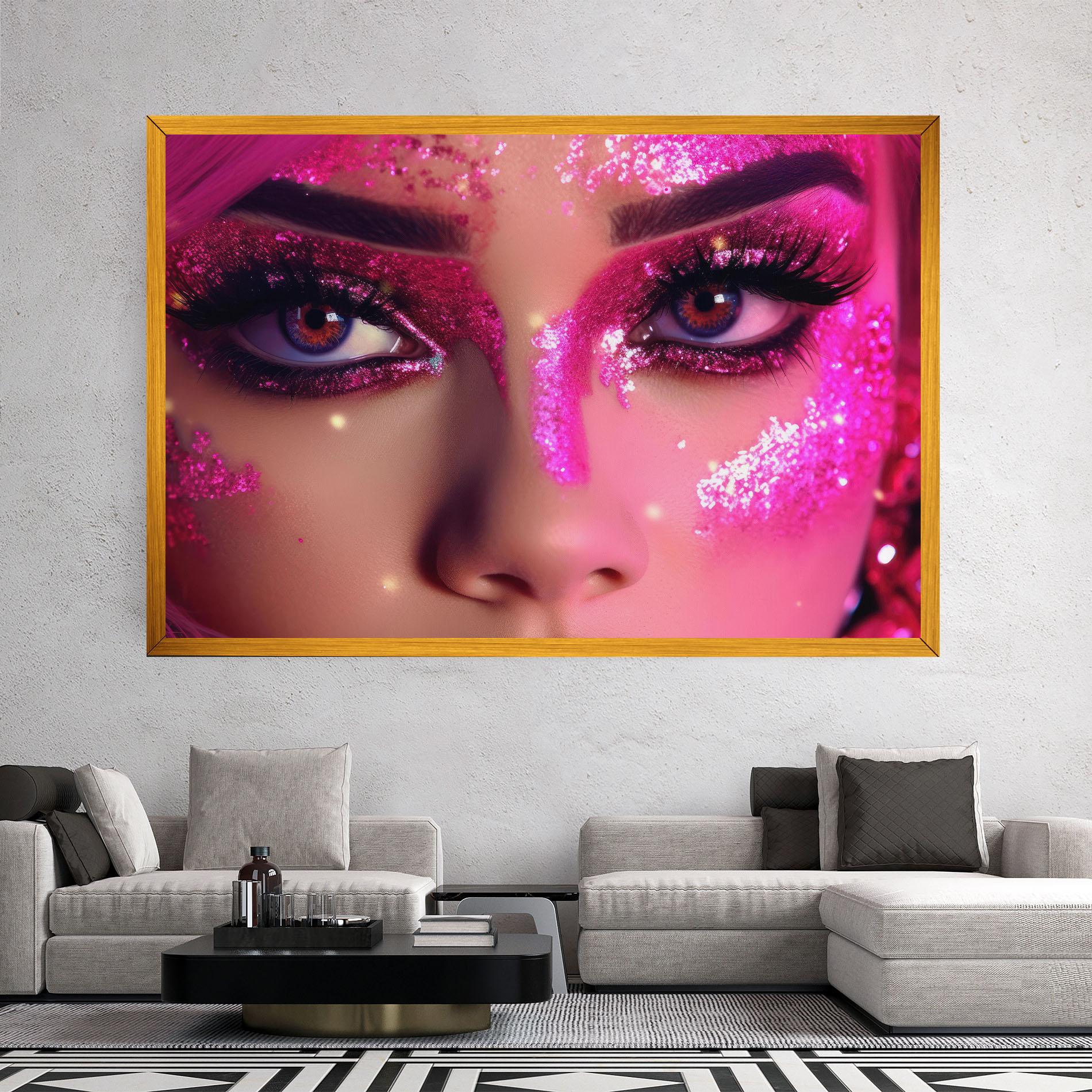 Leinwandbild Pink Glitter Makeup mockup 2
