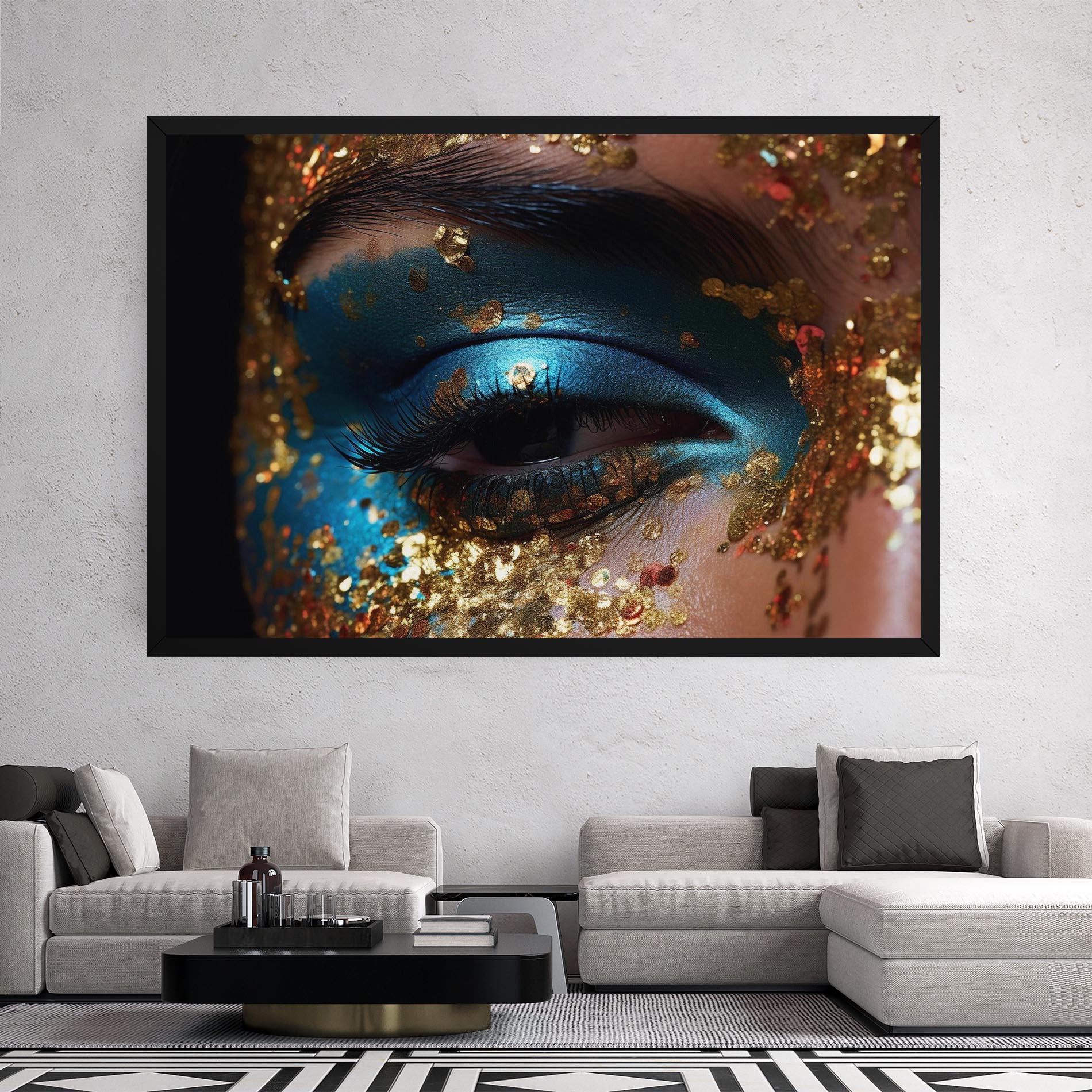 Leinwandbild Blue Gold Glitter mockup 2