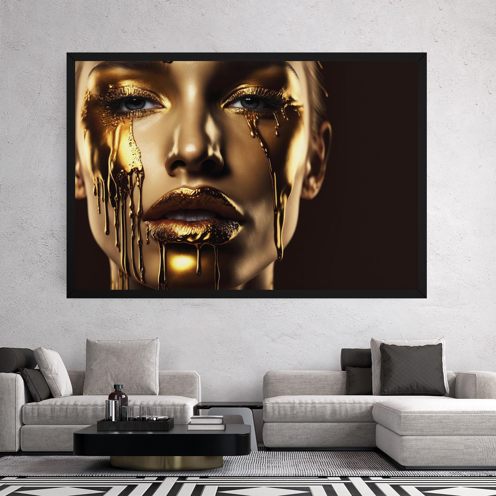 Leinwandbild Gold Dripping Makeup mockup 2