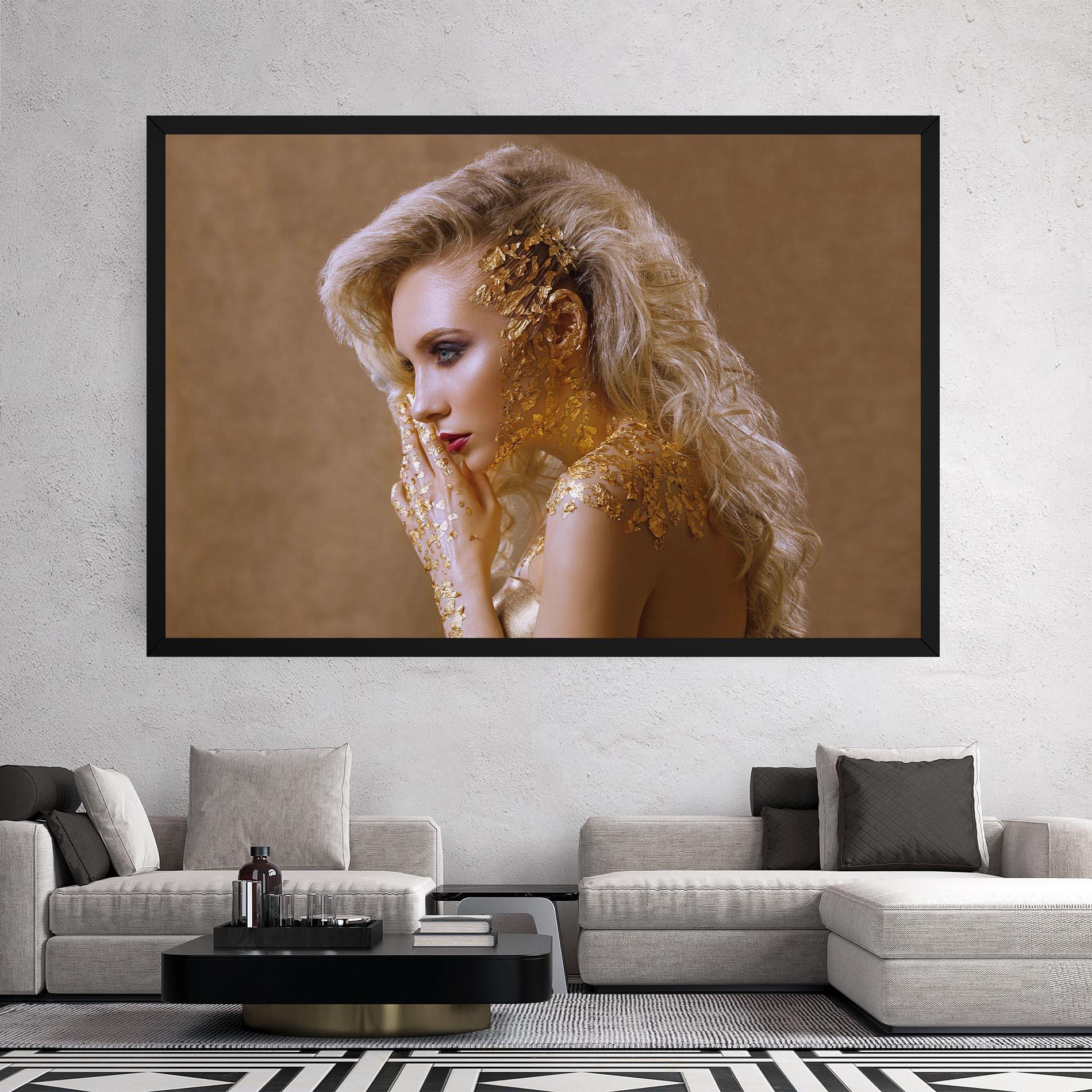 Leinwandbild Gold Paper Makeup mockup 2