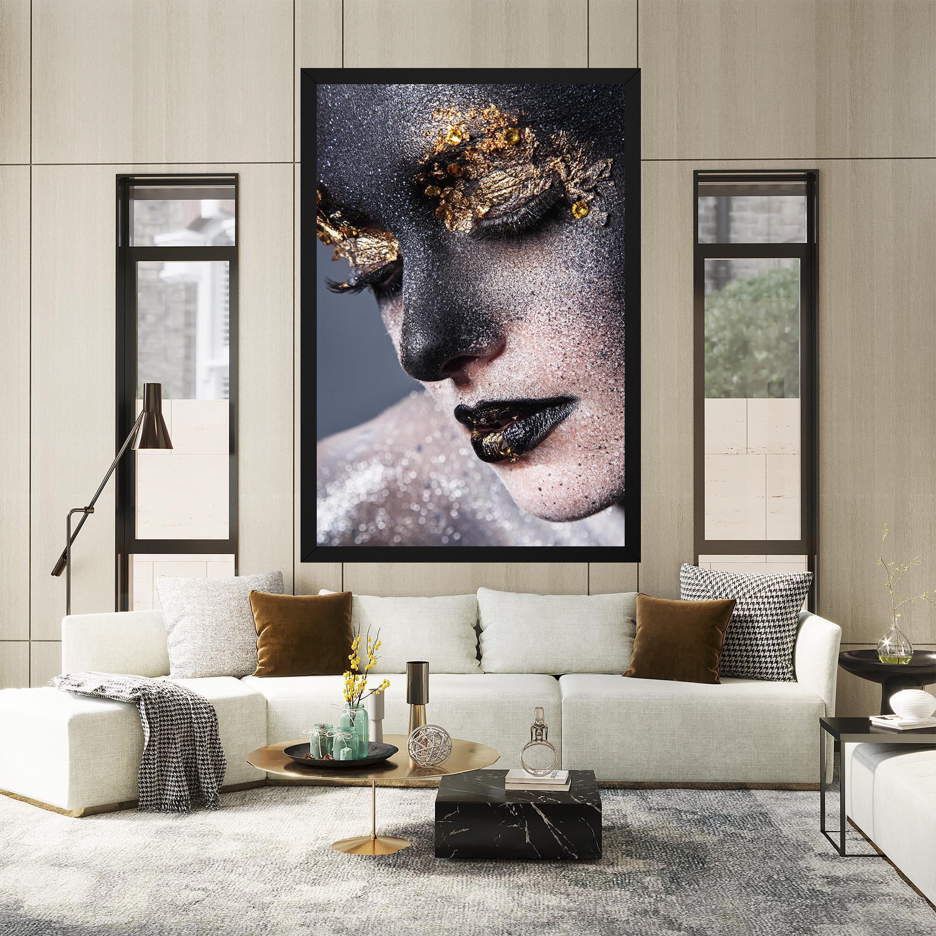 Leinwandbild Beautiful Gold Artistic Makeup mockup 2