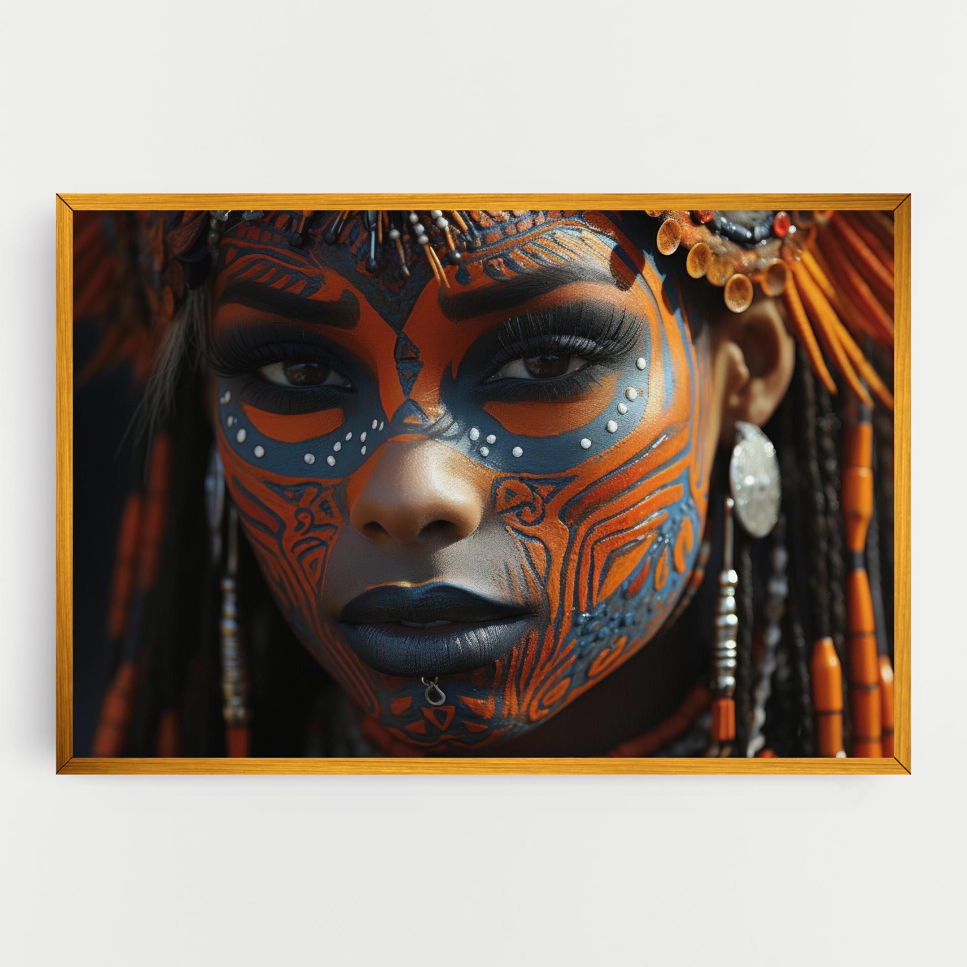 Leinwandbild Orange Tribal Paint mockup 0